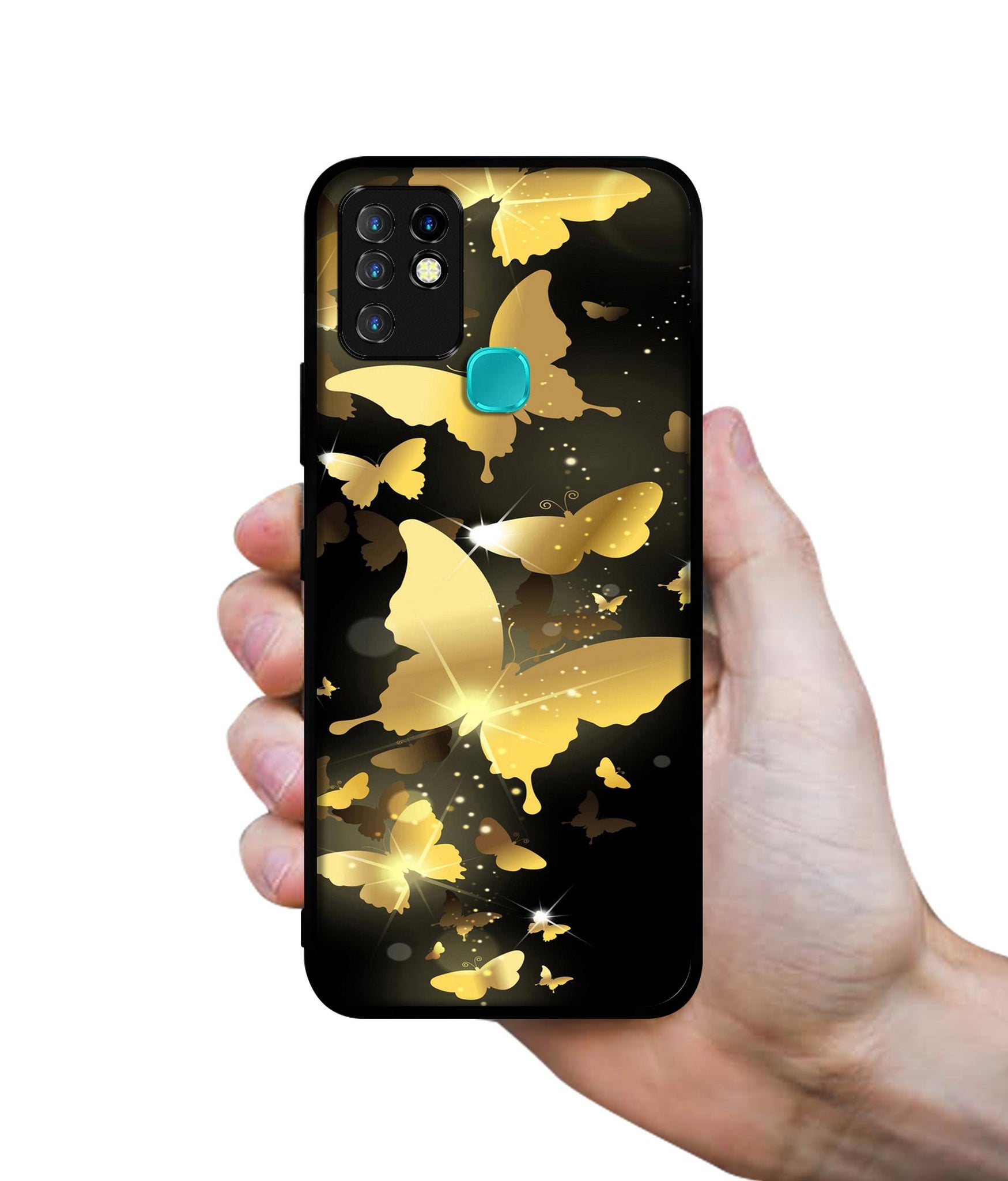 Golden Butterfly Pattern Designer 2D Printed Back Case Cover for Infinix Hot 10 4G
