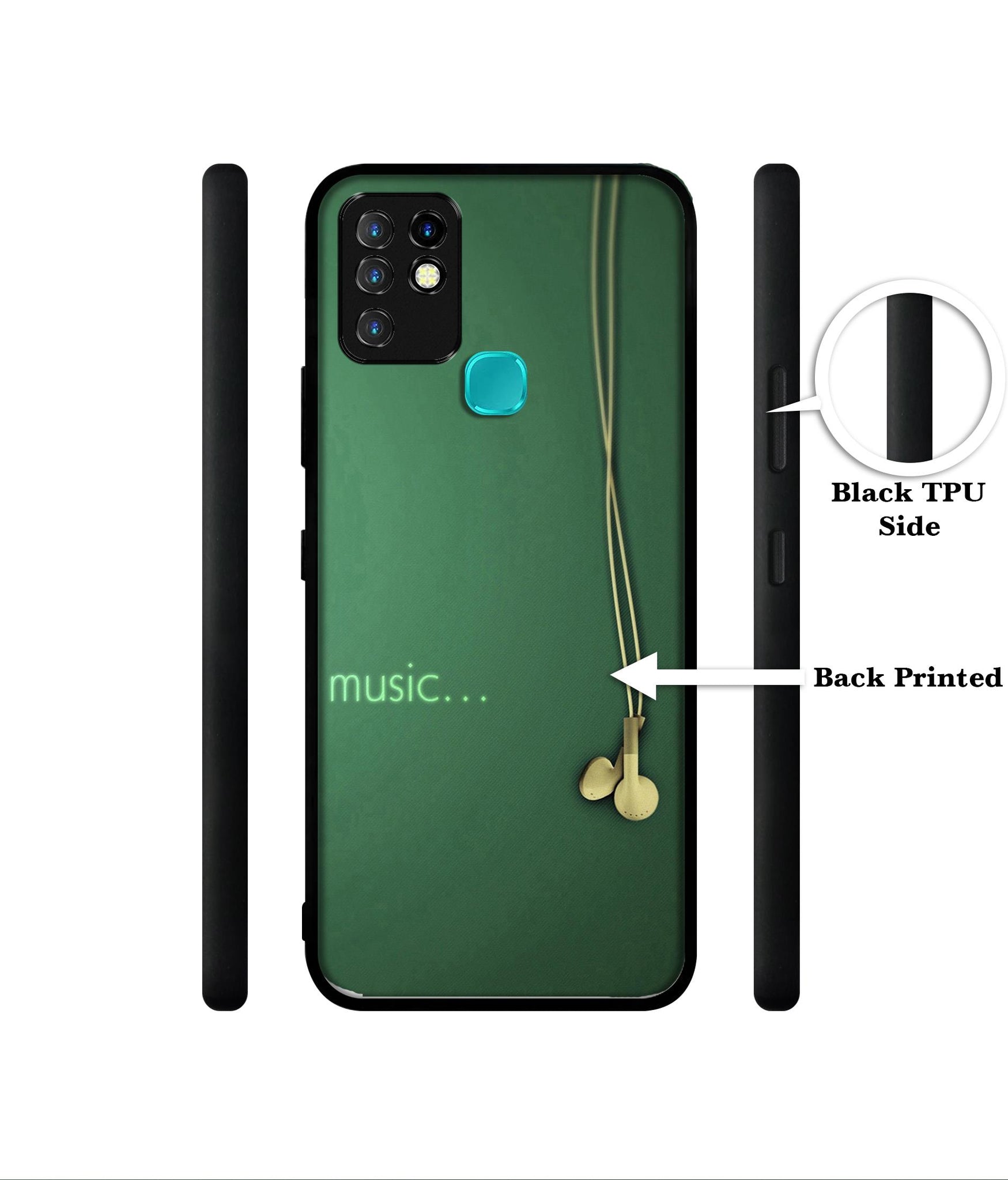 Headphone Music Designer 2D Printed Back Case Cover for Infinix Hot 10 4G