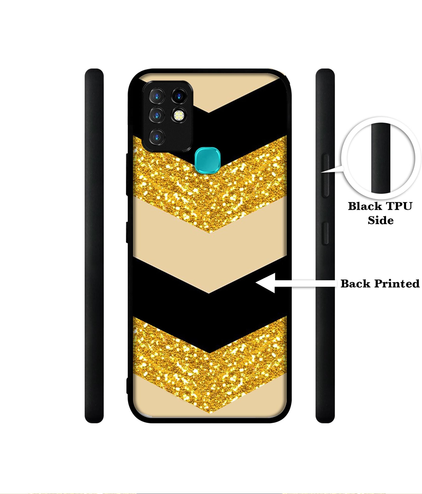 Black & Gold Designer 2D Printed Back Case Cover for Infinix Hot 10 4G