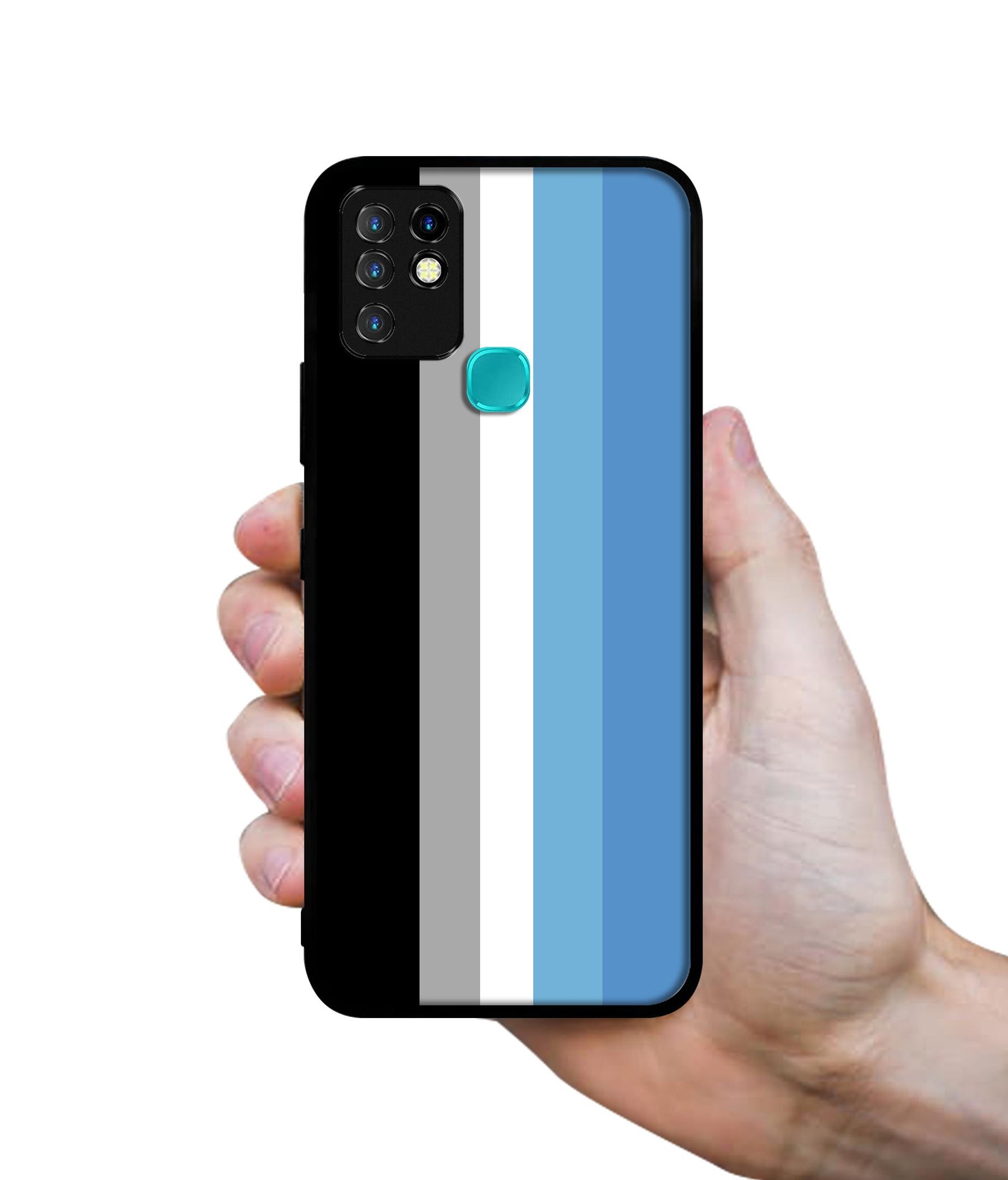 White and Blue Lines Designer 2D Printed Back Case Cover for Infinix Hot 10 4G