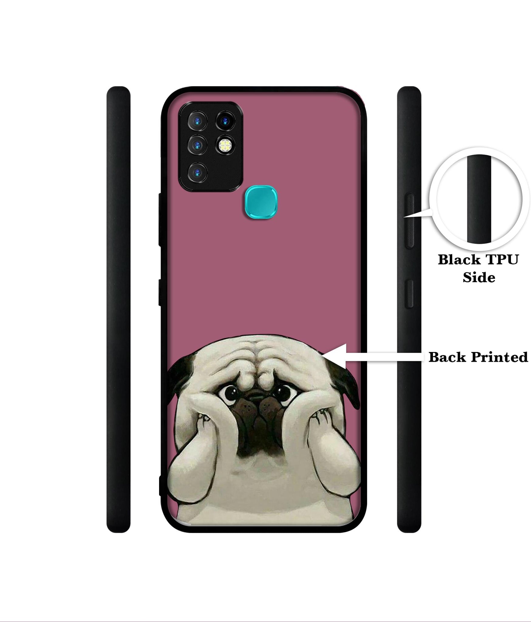 Cute Pug Holding Big Cheeks Designer 2D Printed Back Case Cover for Infinix Hot 10 4G