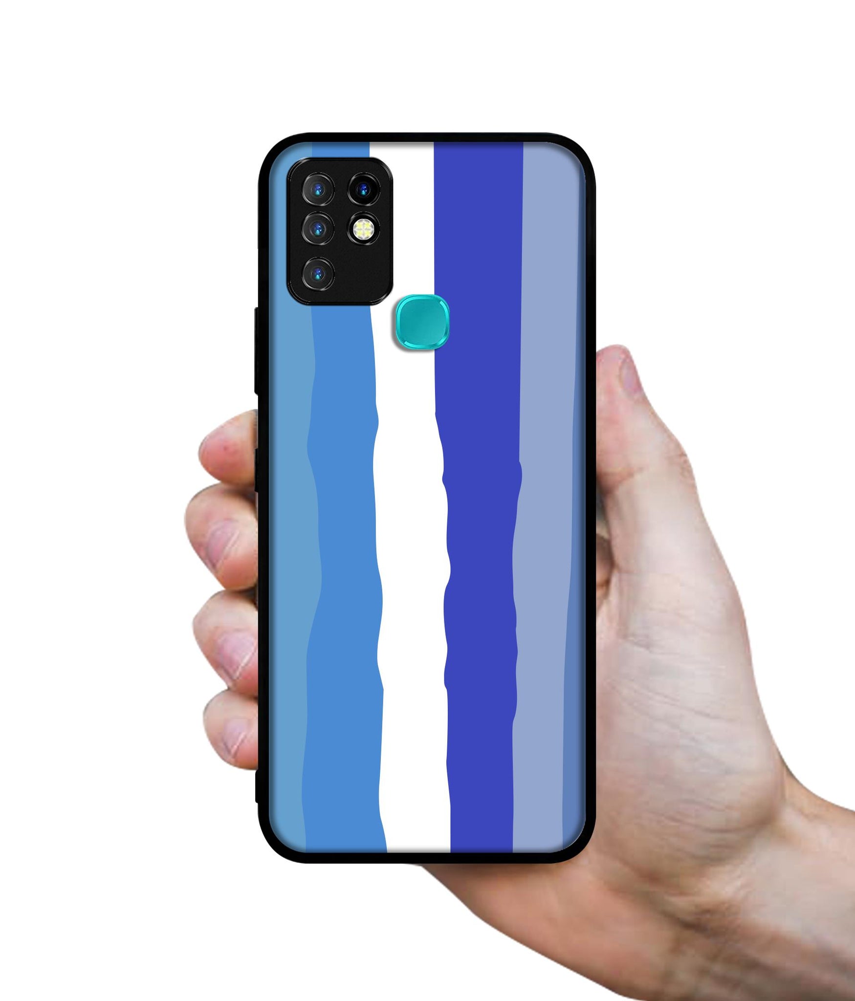 Blue Stripes Rainbow Designer 2D Printed Back Case Cover for Infinix Hot 10 4G