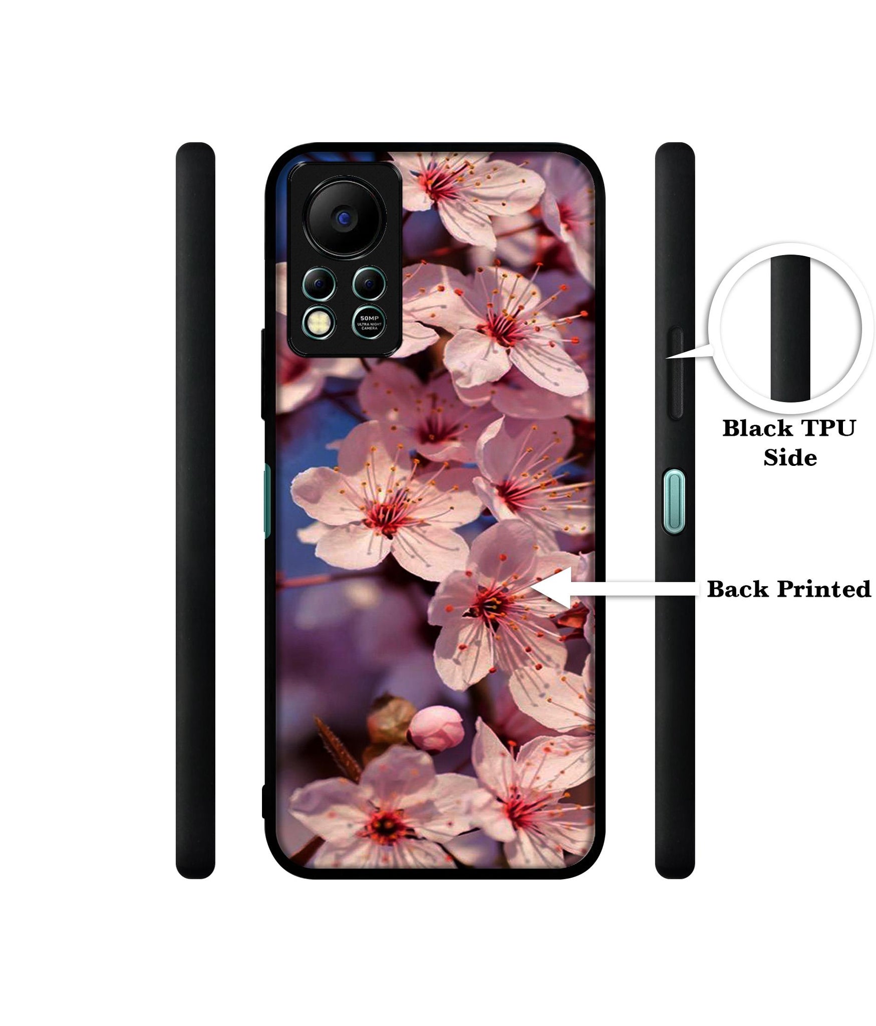 Pink Flowers Pattern Designer 2D Printed Back Case Cover for Infinix Hot 11S 4G