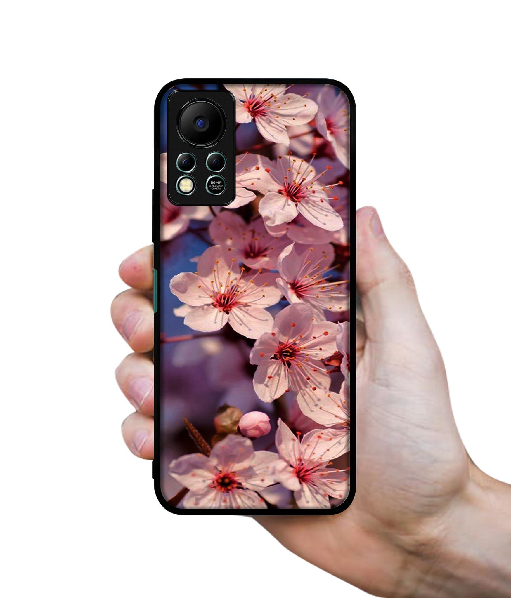 Pink Flowers Pattern Designer 2D Printed Back Case Cover for Infinix Hot 11S 4G