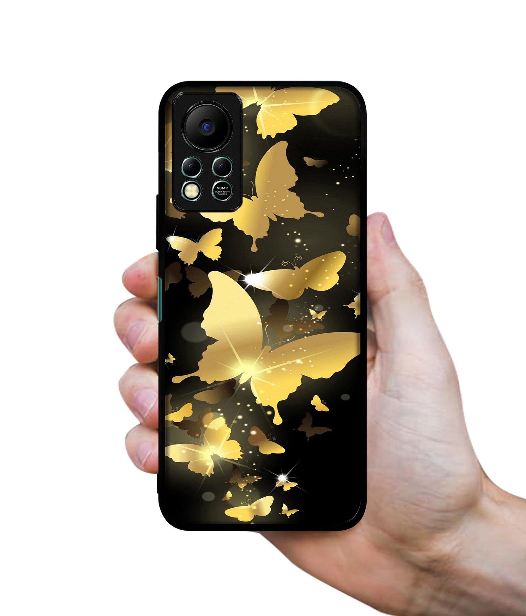 Golden Butterfly Pattern Designer 2D Printed Back Case Cover for Infinix Hot 11S 4G