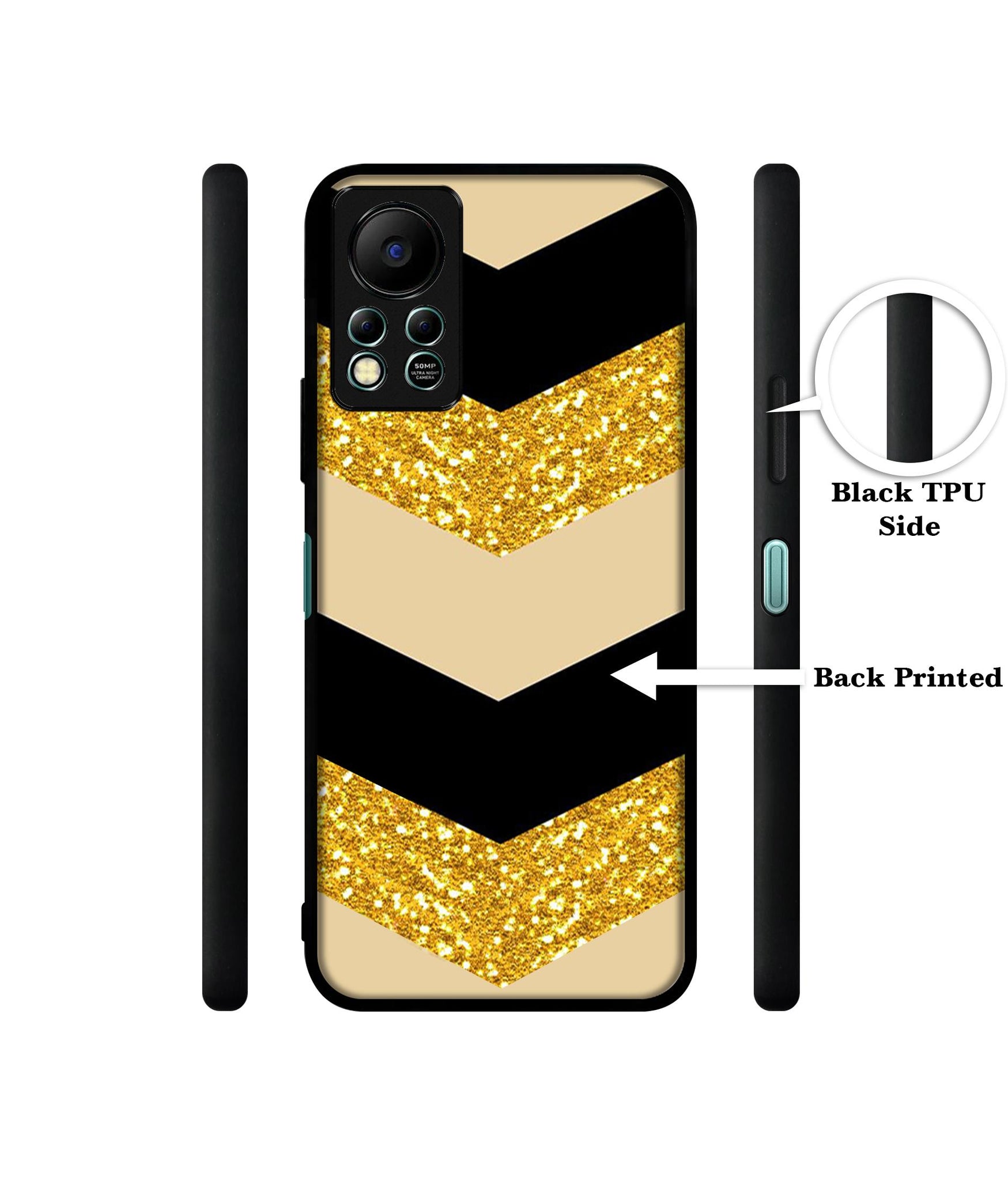 Black & Gold Designer 2D Printed Back Case Cover for Infinix Hot 11S 4G