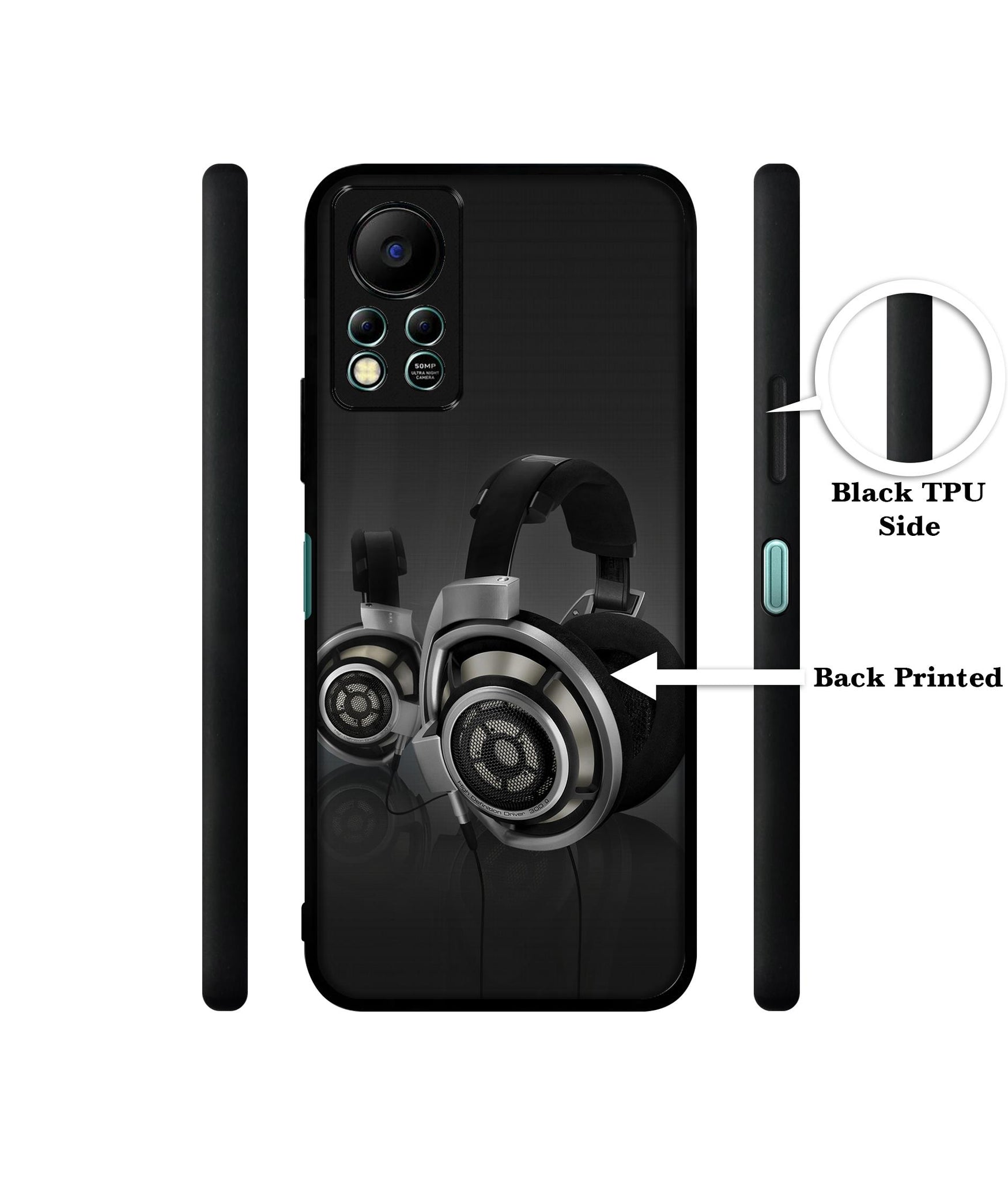 Head Phone Designer 2D Printed Back Case Cover for Infinix Hot 11S 4G