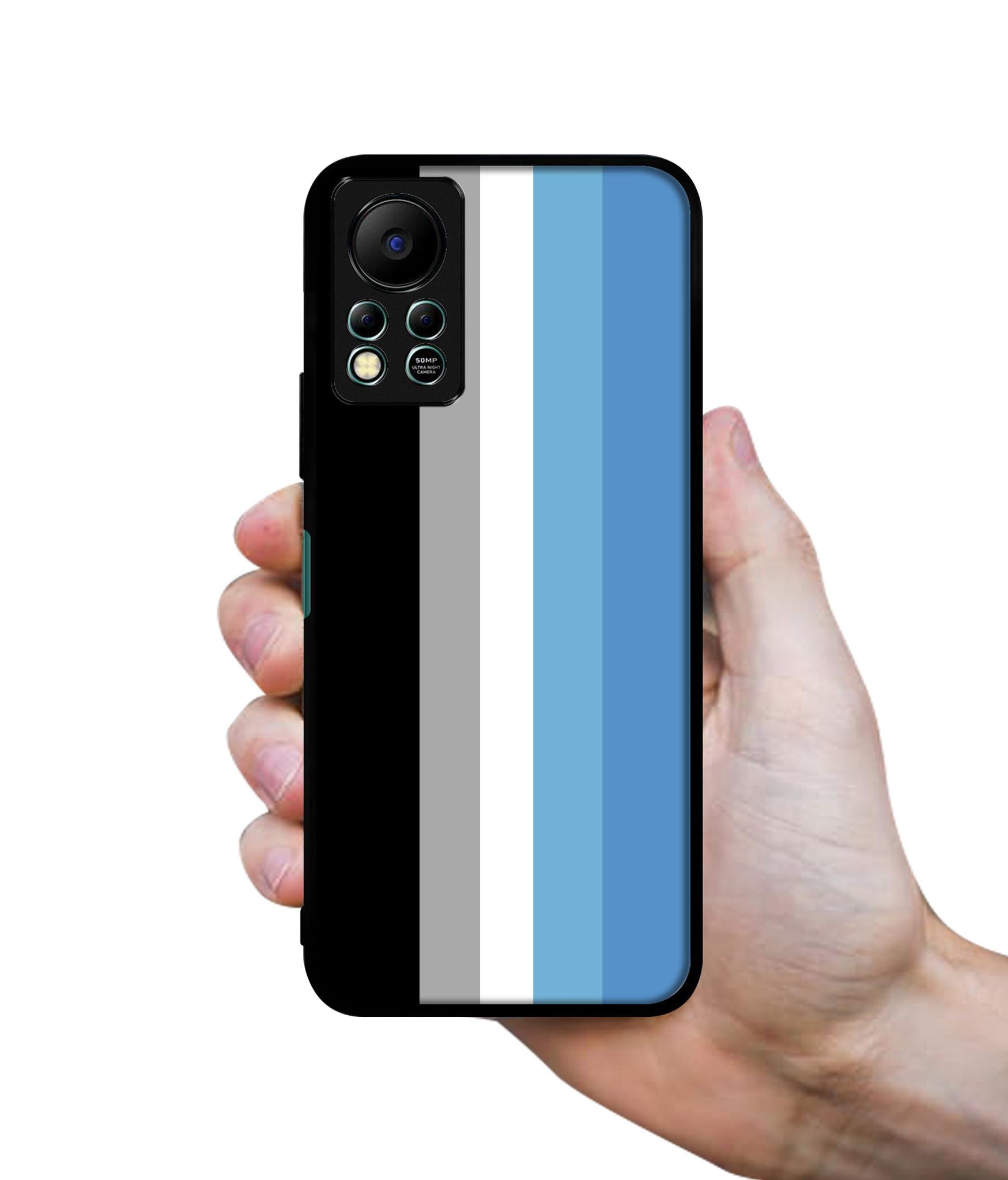 White and Blue Lines Designer 2D Printed Back Case Cover for Infinix Hot 11S 4G