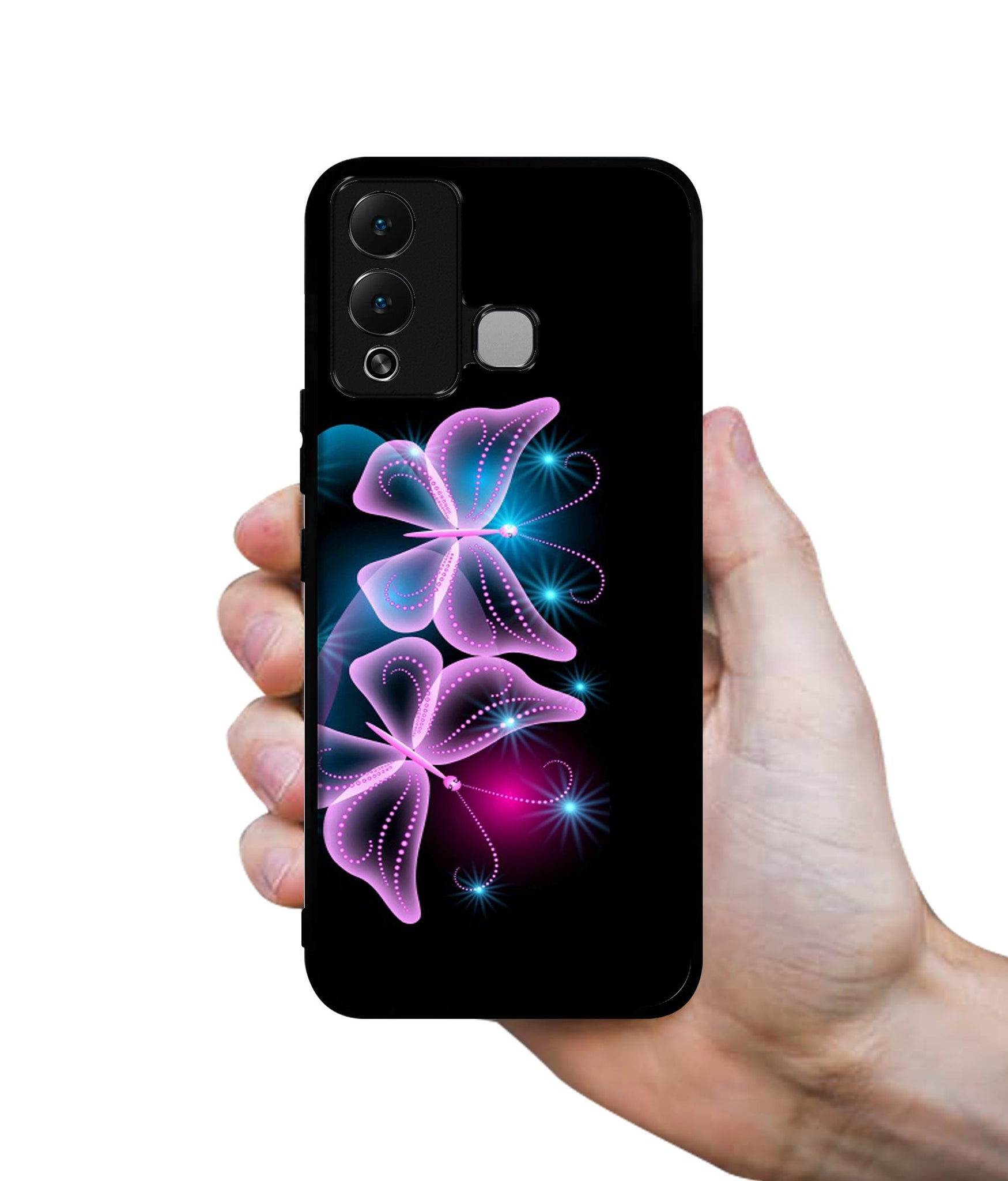 Butterflies Neon Light Designer 2D Printed Back Case Cover for Infinix Hot 12 Play 4G