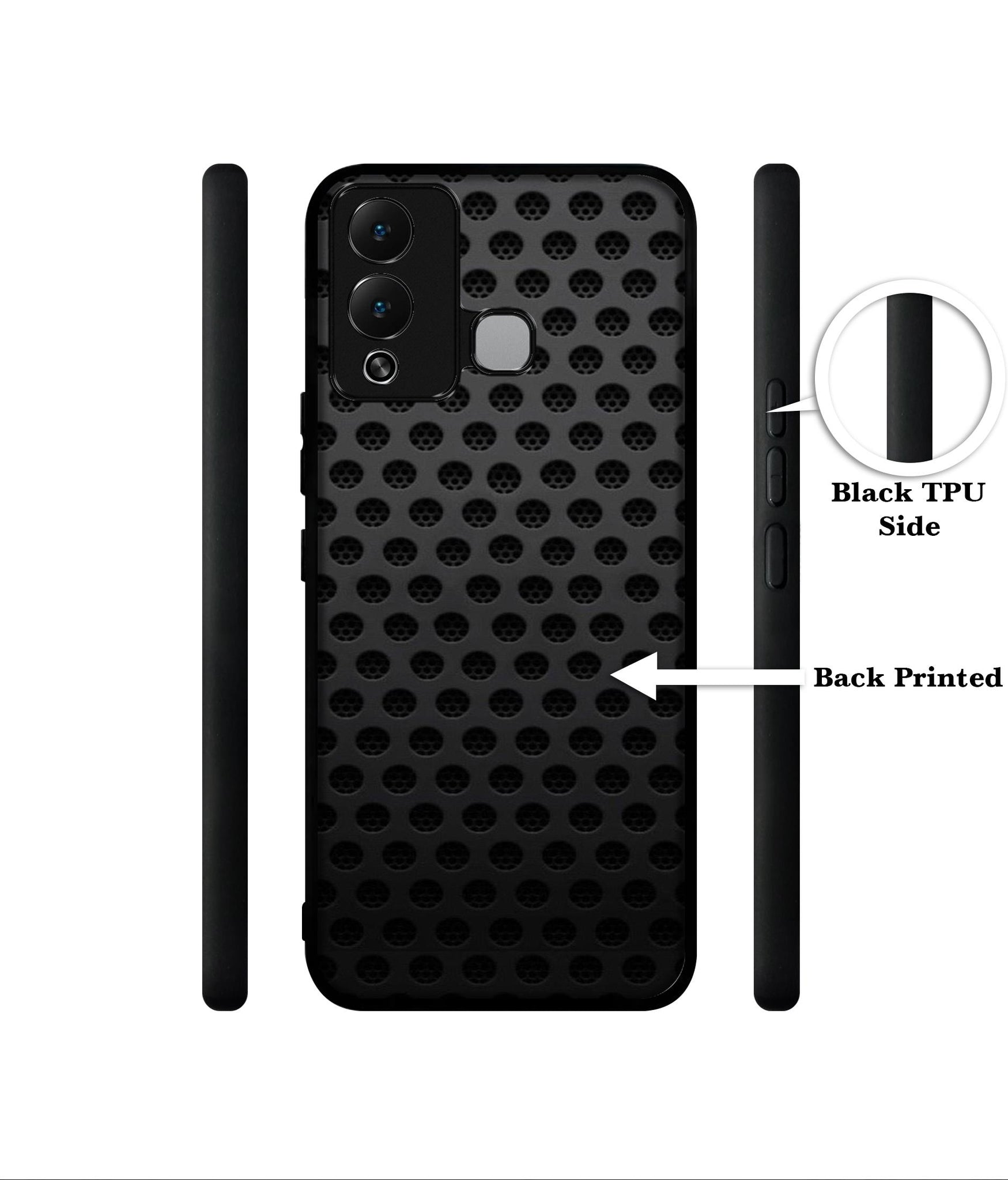 Black Circle Designer 2D Printed Back Case Cover for Infinix Hot 12 Play 4G