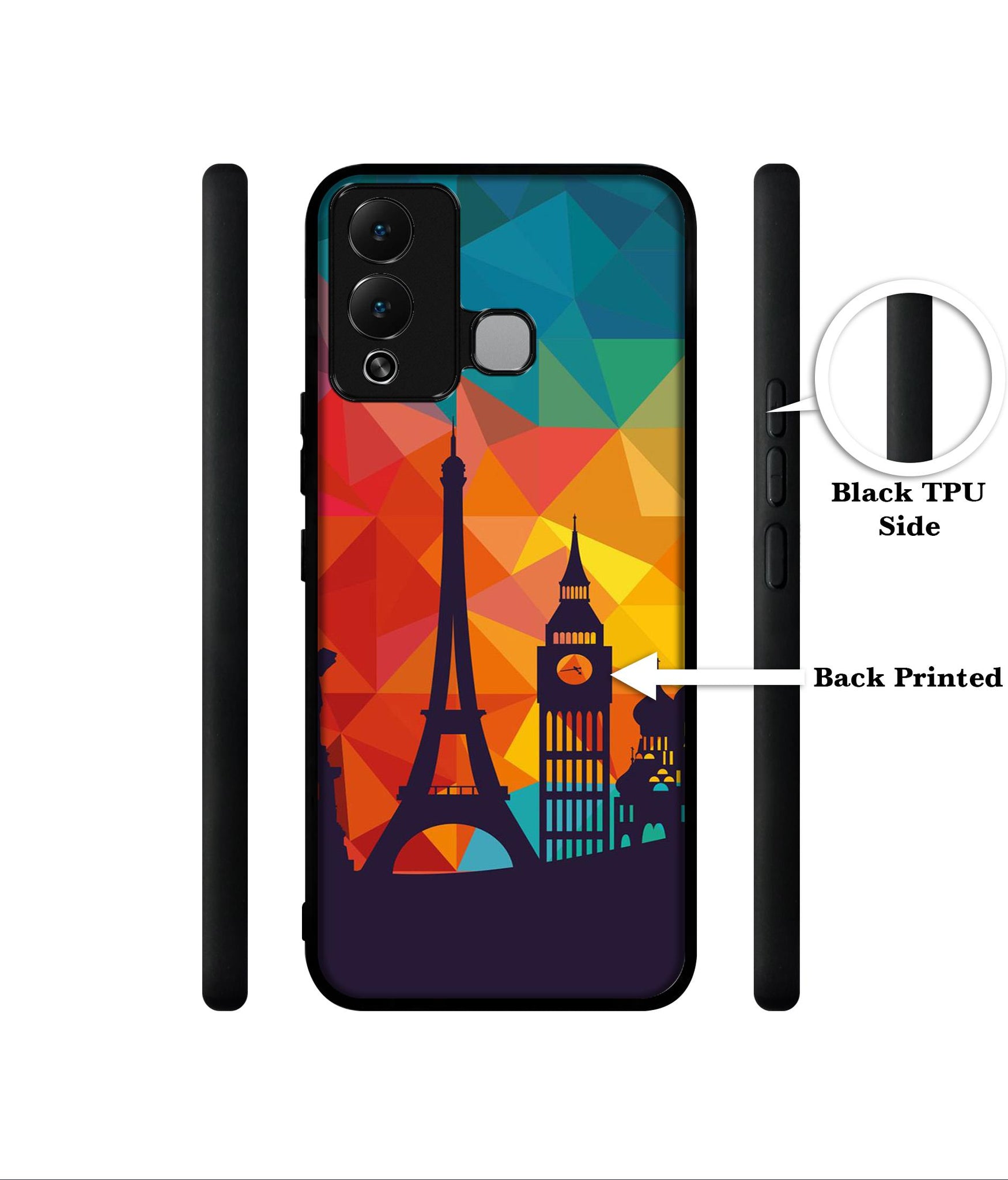 Colored Paris Designer 2D Printed Back Case Cover for Infinix Hot 12 Play 4G