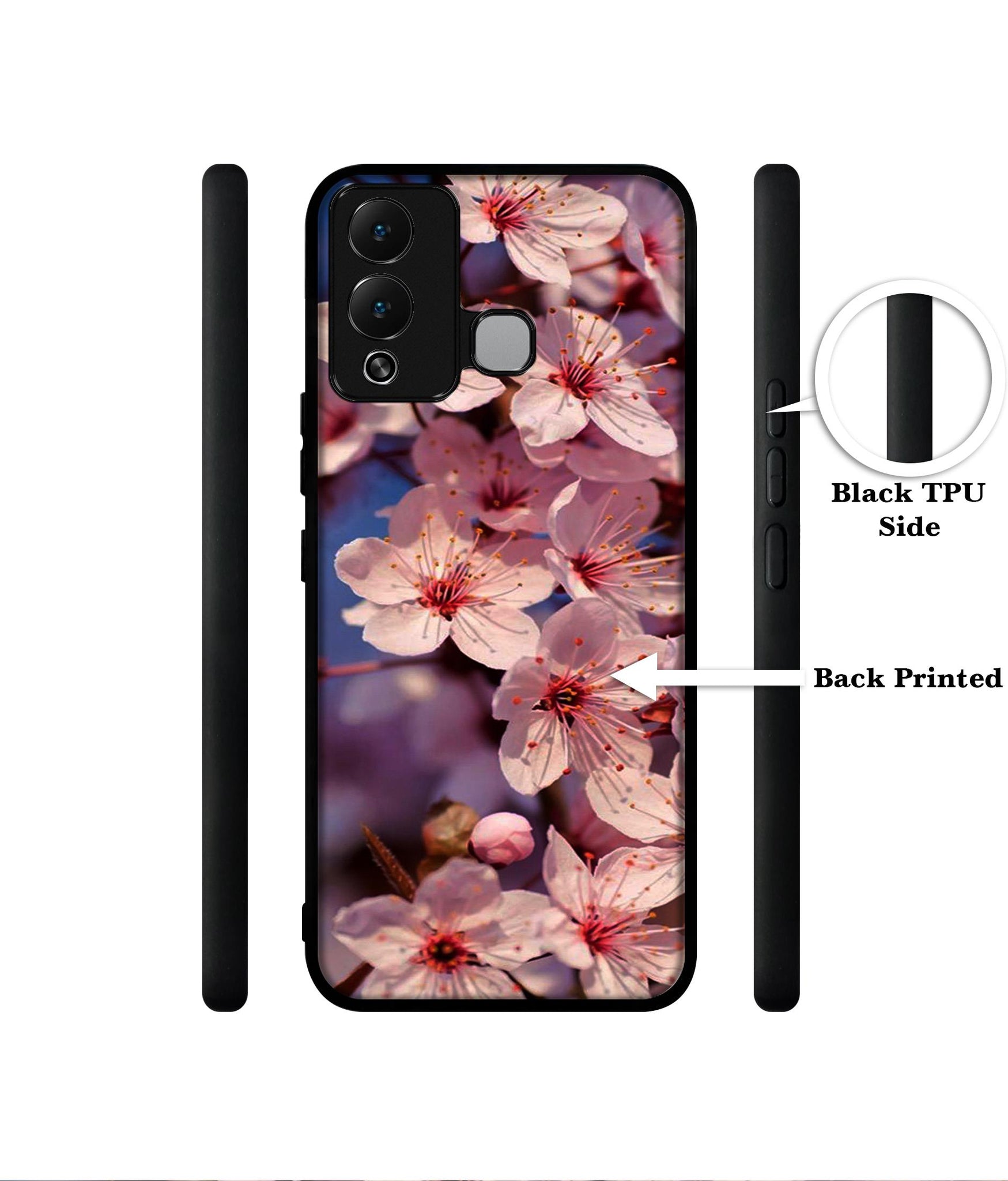 Pink Flowers Pattern Designer 2D Printed Back Case Cover for Infinix Hot 12 Play 4G