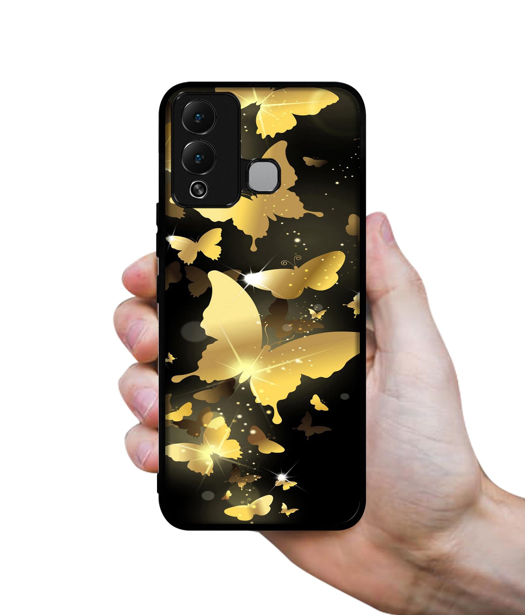 Golden Butterfly Pattern Designer 2D Printed Back Case Cover for Infinix Hot 12 Play 4G