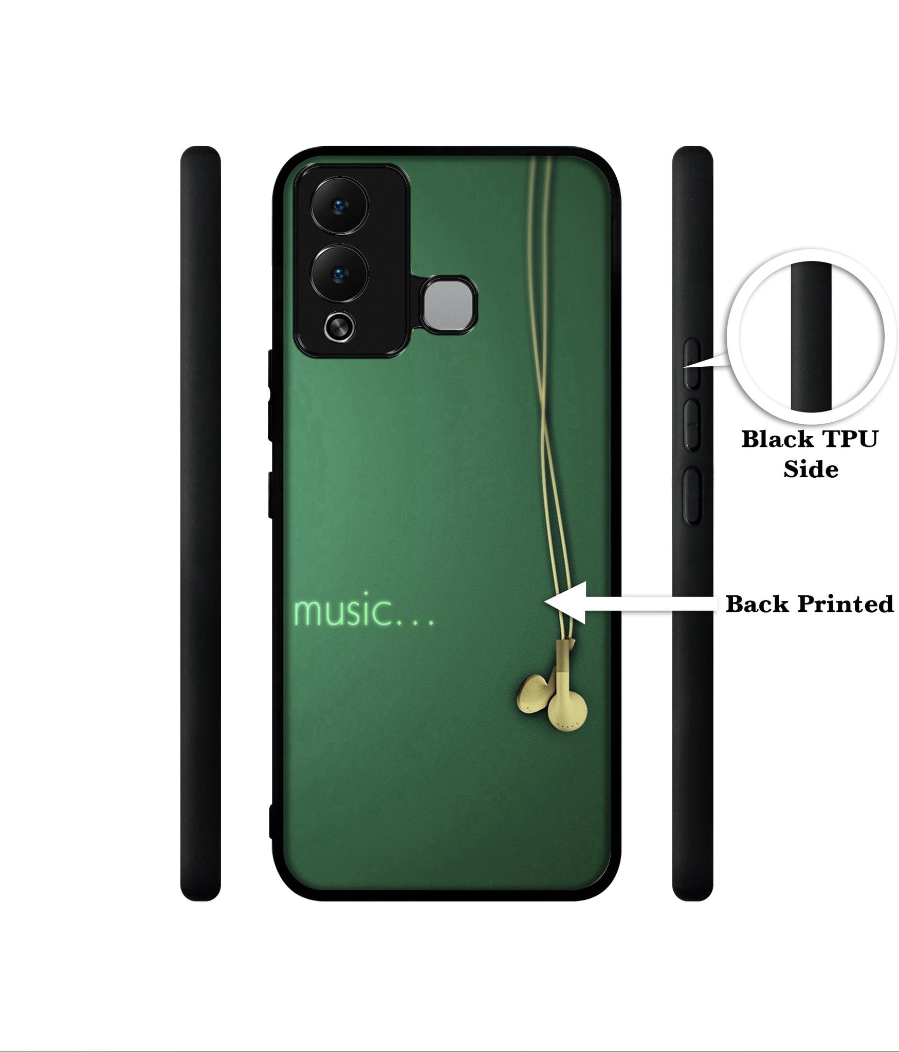 Headphone Music Designer 2D Printed Back Case Cover for Infinix Hot 12 Play 4G