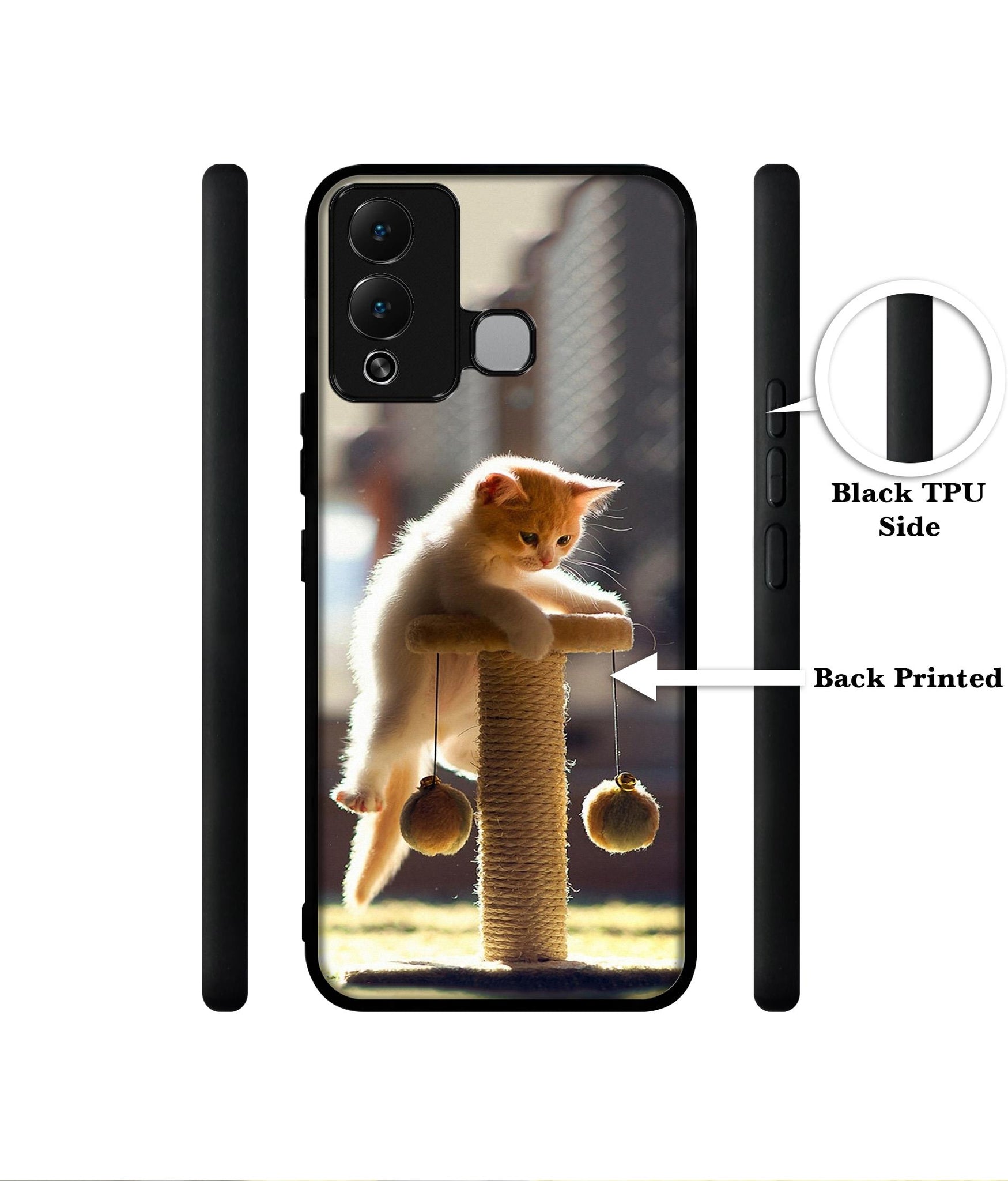 Cat Climbing Designer 2D Printed Back Case Cover for Infinix Hot 12 Play 4G