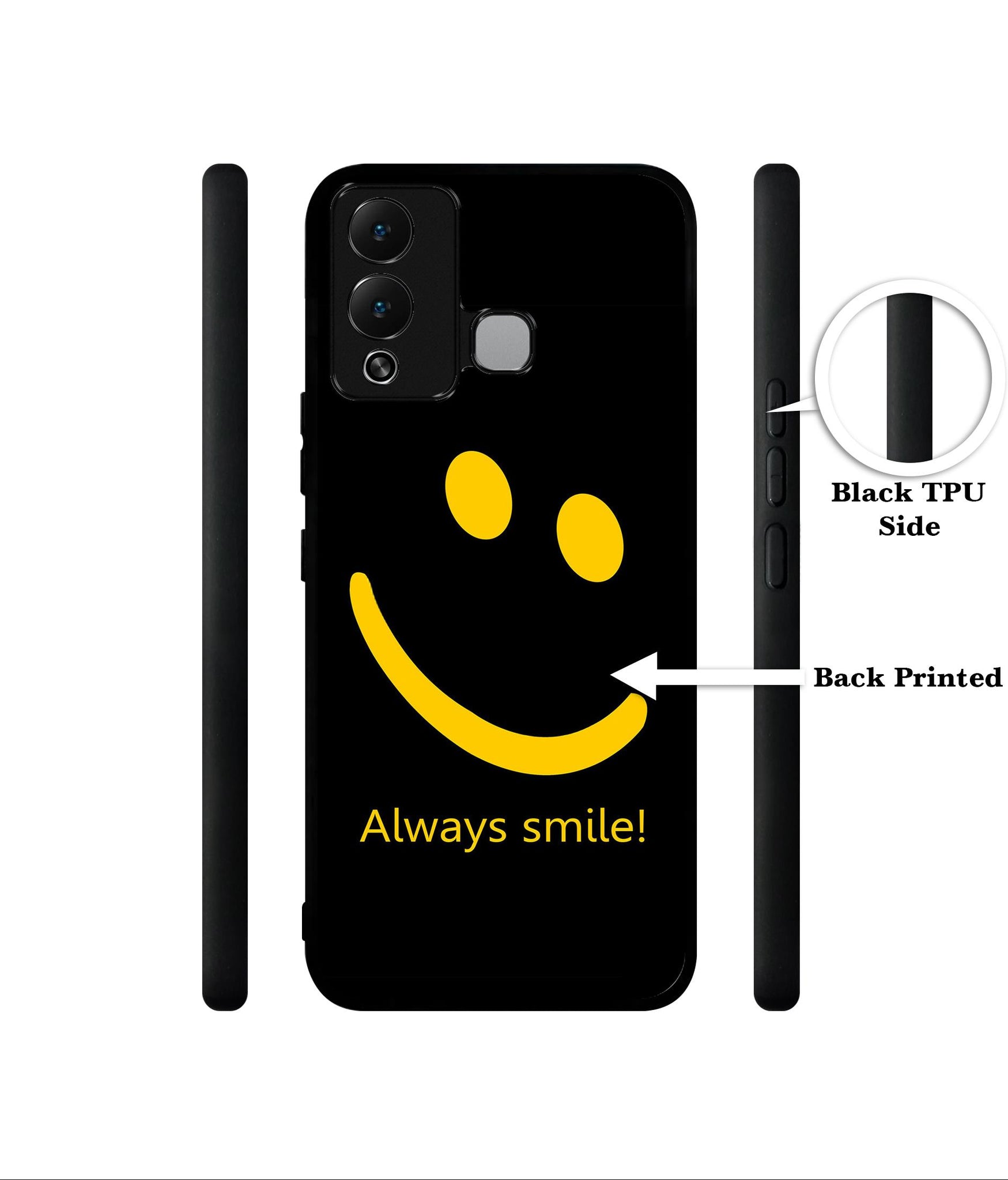 Always Smile Quote Designer 2D Printed Back Case Cover for Infinix Hot 12 Play 4G