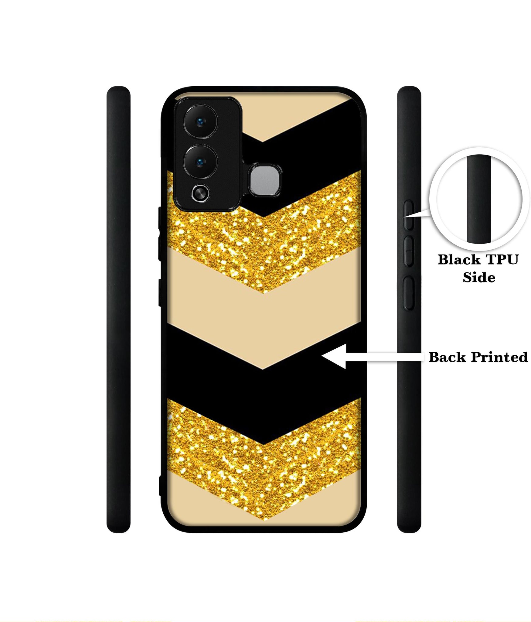 Black & Gold Designer 2D Printed Back Case Cover for Infinix Hot 12 Play 4G
