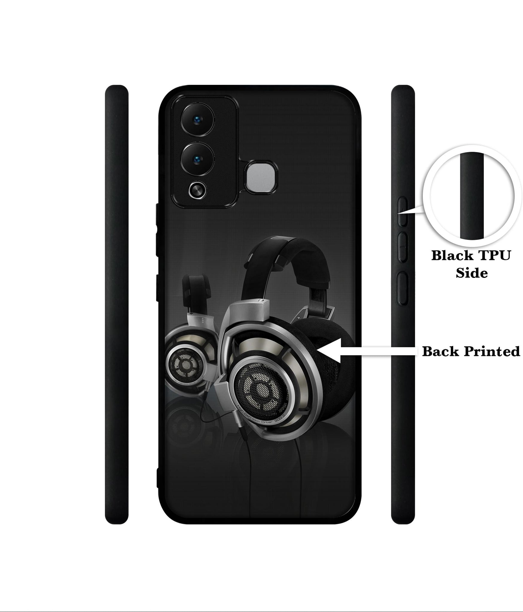 Head Phone Designer 2D Printed Back Case Cover for Infinix Hot 12 Play 4G