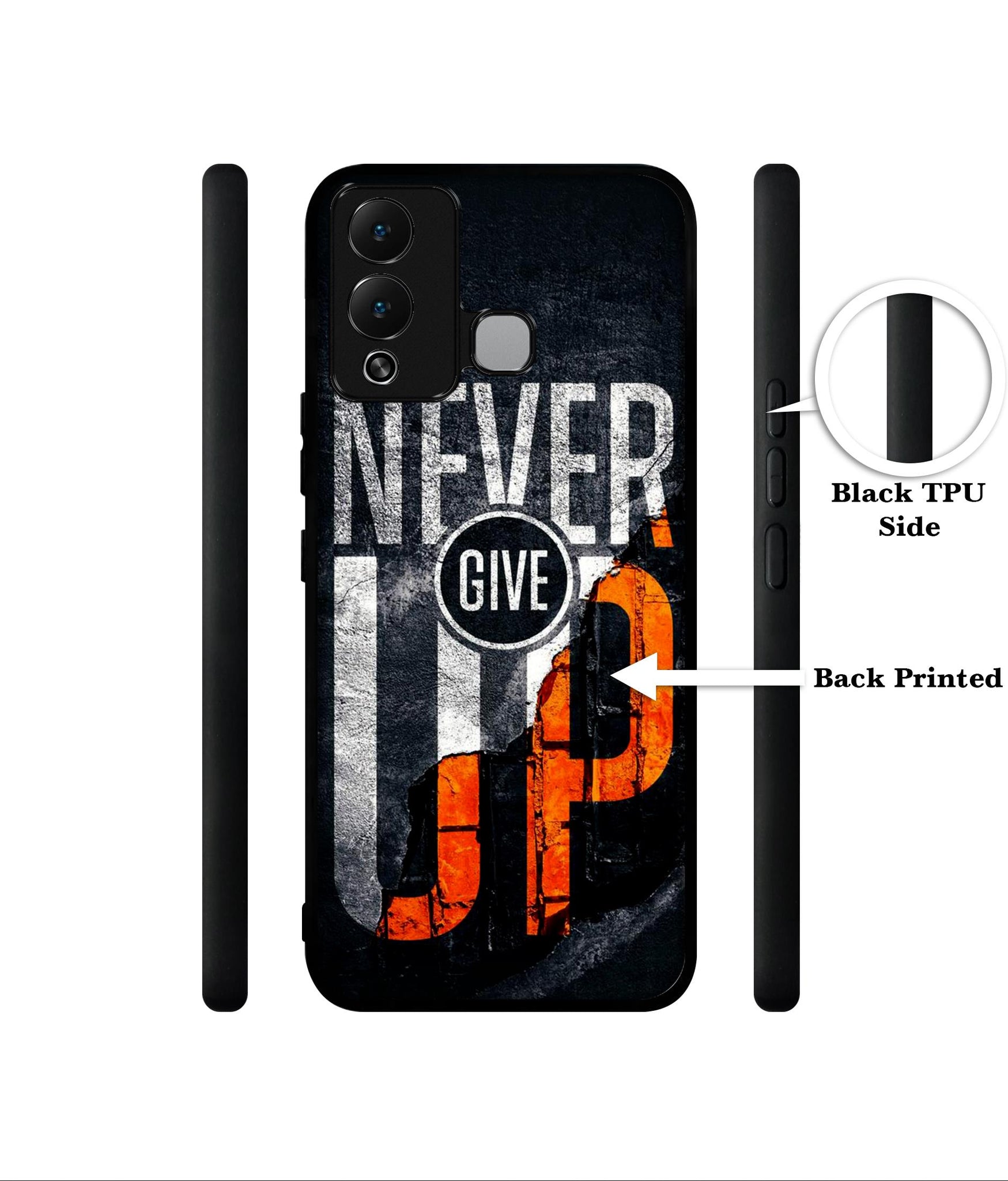Never Give Up Designer 2D Printed Back Case Cover for Infinix Hot 12 Play 4G