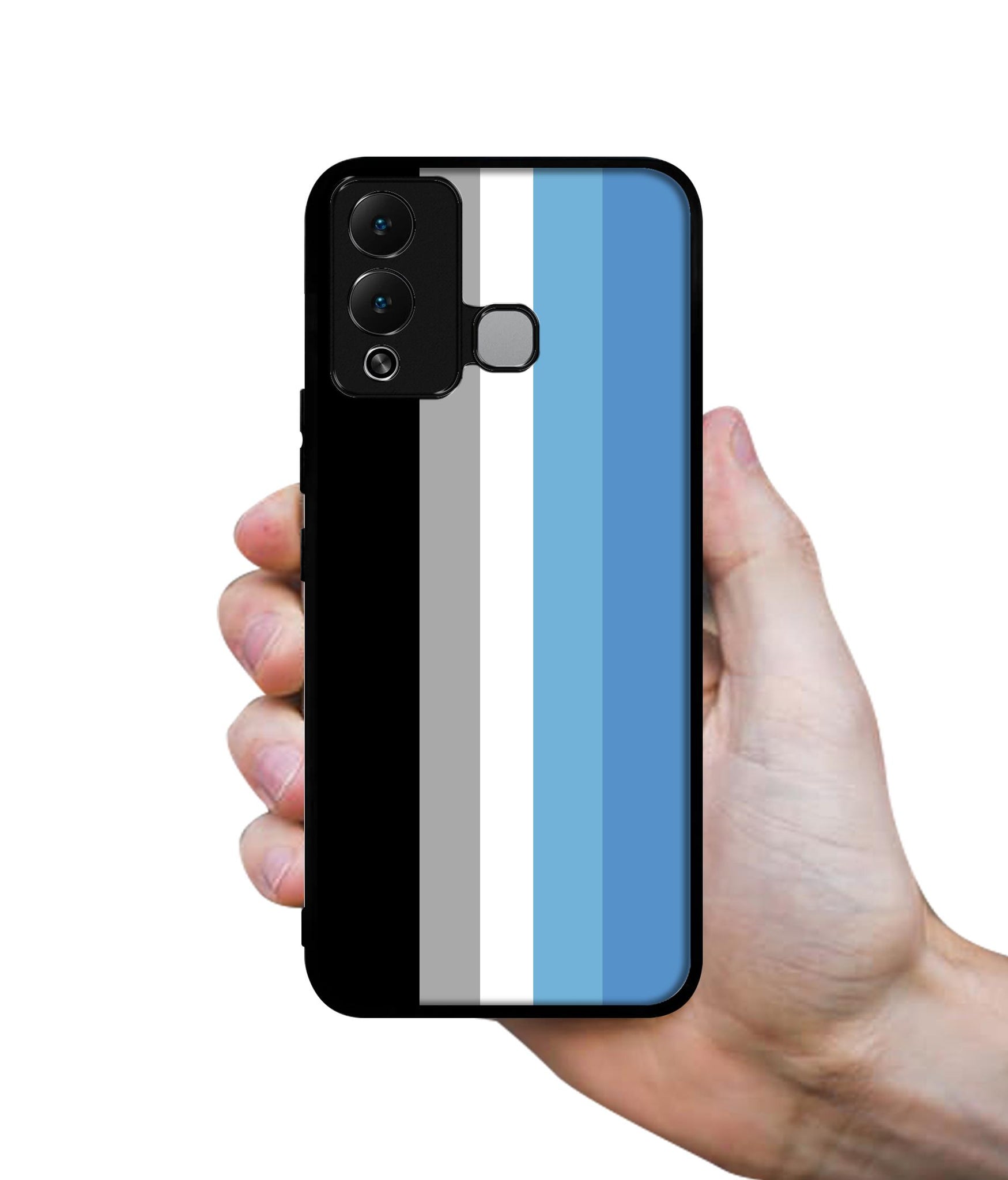 White and Blue Lines Designer 2D Printed Back Case Cover for Infinix Hot 12 Play 4G