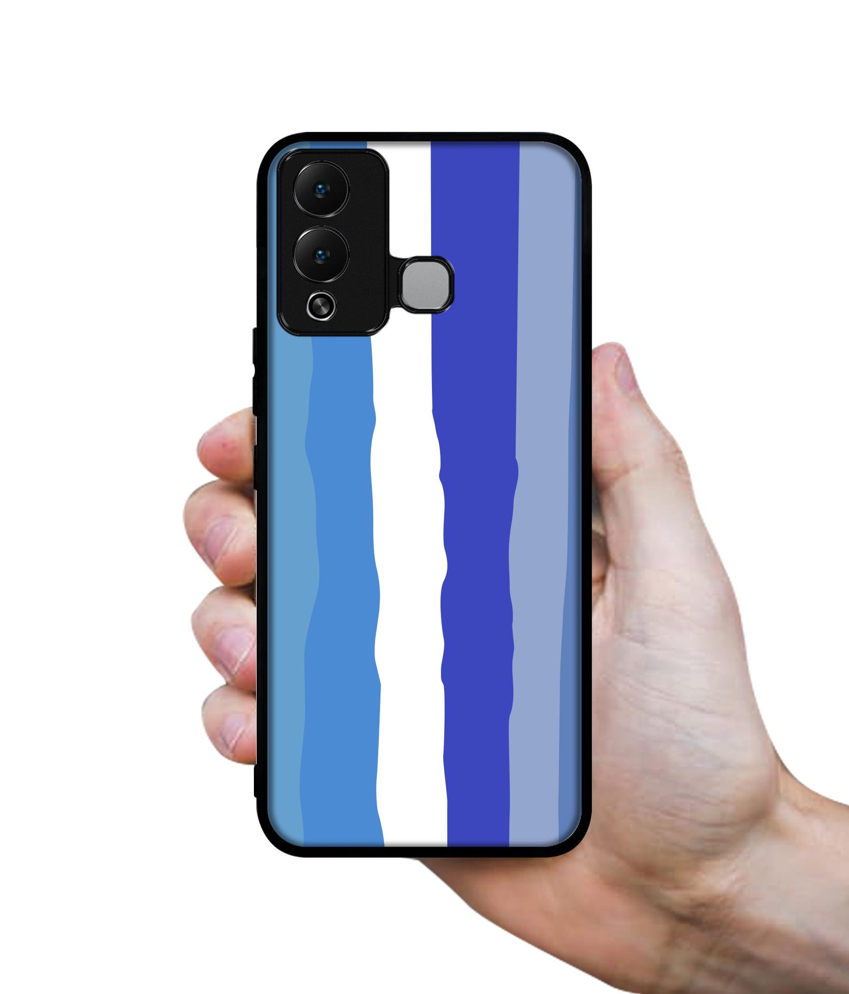 Blue Stripes Rainbow Designer 2D Printed Back Case Cover for Infinix Hot 12 Play 4G