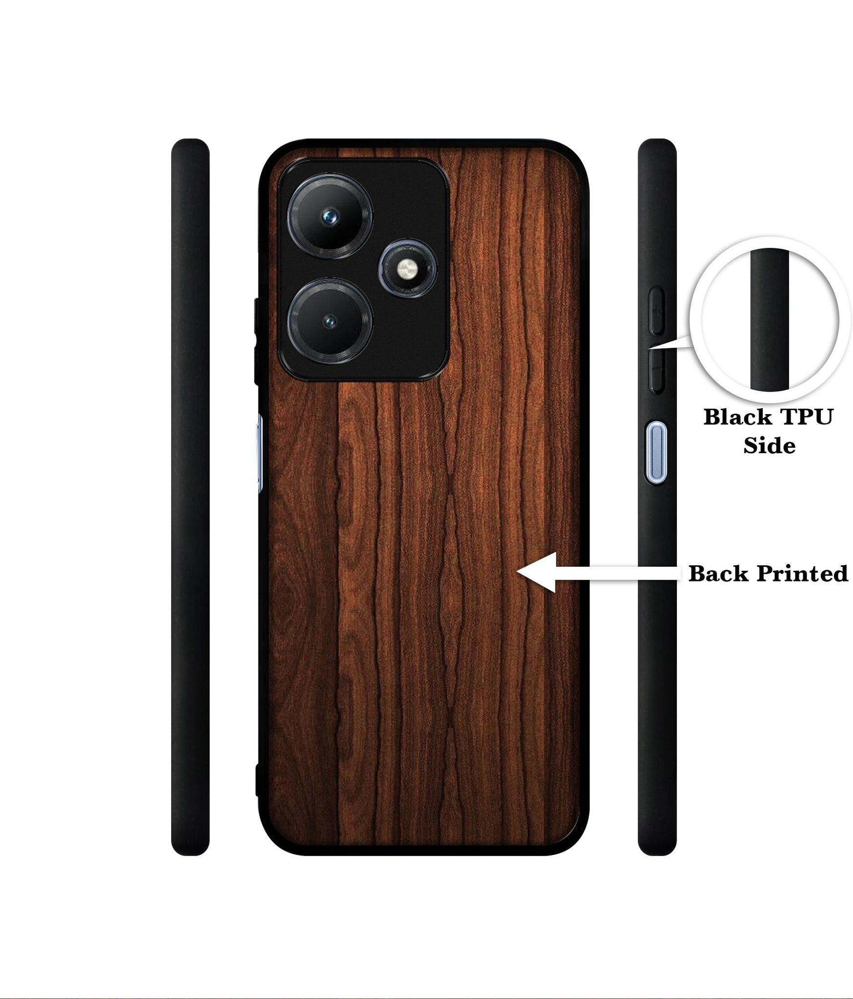 Brown Wooden Texture Designer 2D Printed Back Case Cover for Infinix Hot 30i 4G