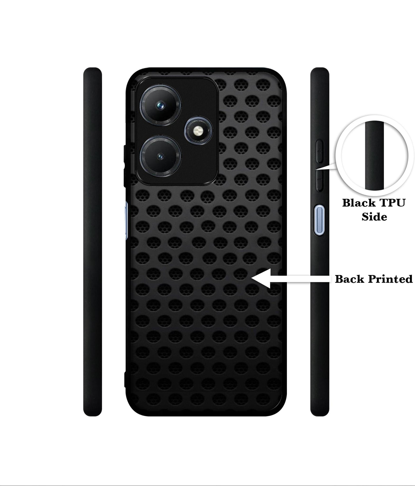 Black Circle Designer 2D Printed Back Case Cover for Infinix Hot 30i 4G