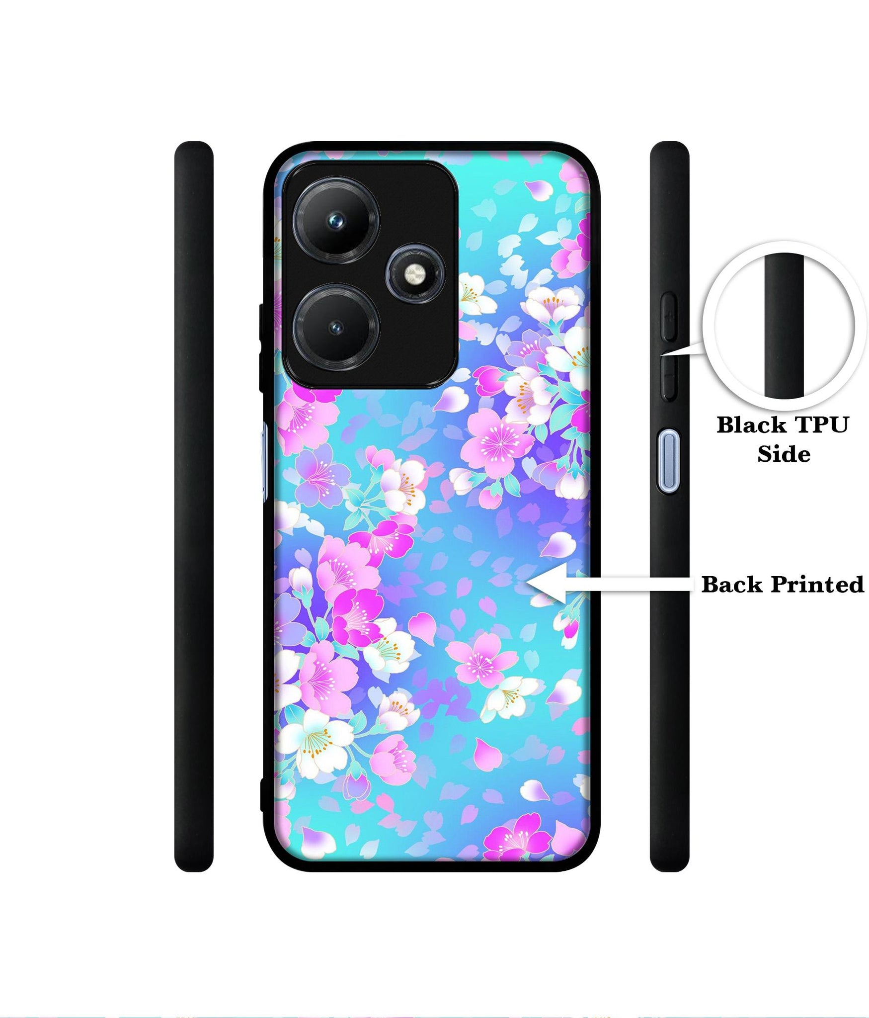 Floral Blue Pattern Designer 2D Printed Back Case Cover for Infinix Hot 30i 4G