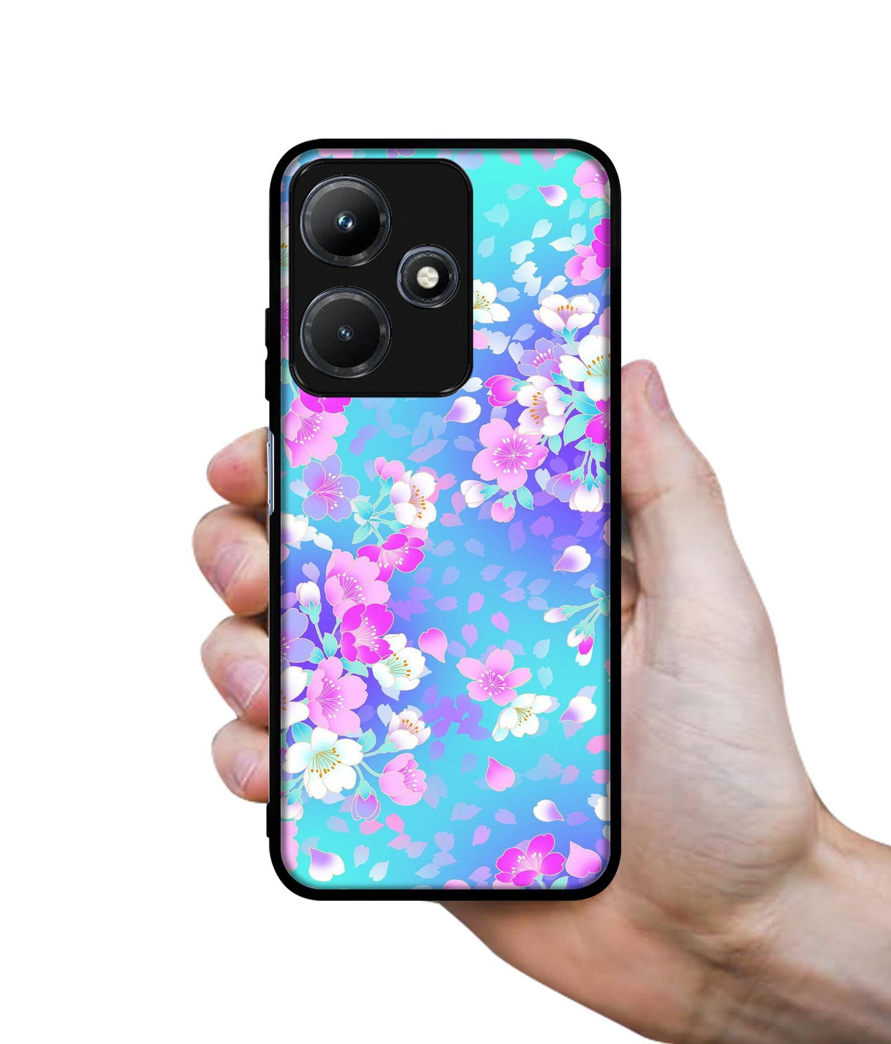 Floral Blue Pattern Designer 2D Printed Back Case Cover for Infinix Hot 30i 4G