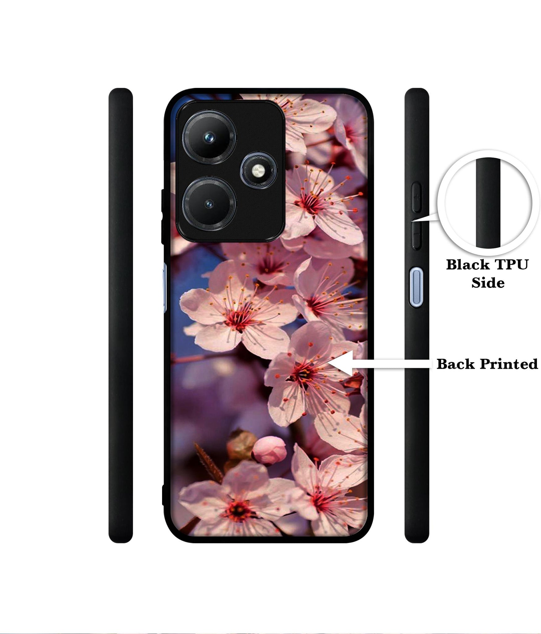 Pink Flowers Pattern Designer 2D Printed Back Case Cover for Infinix Hot 30i 4G