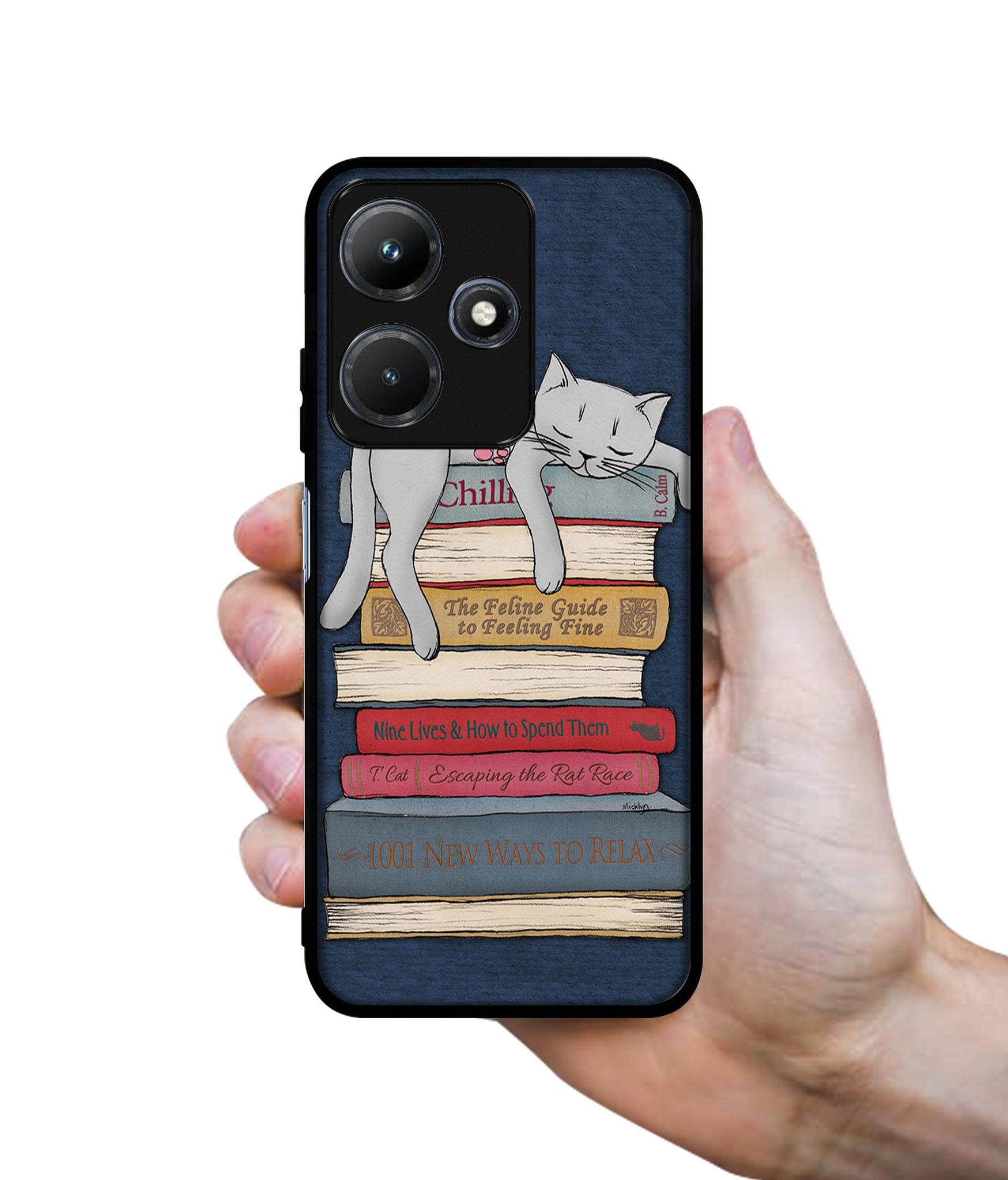 Cat Sleeping On The Books Designer 2D Printed Back Case Cover for Infinix Hot 30i 4G