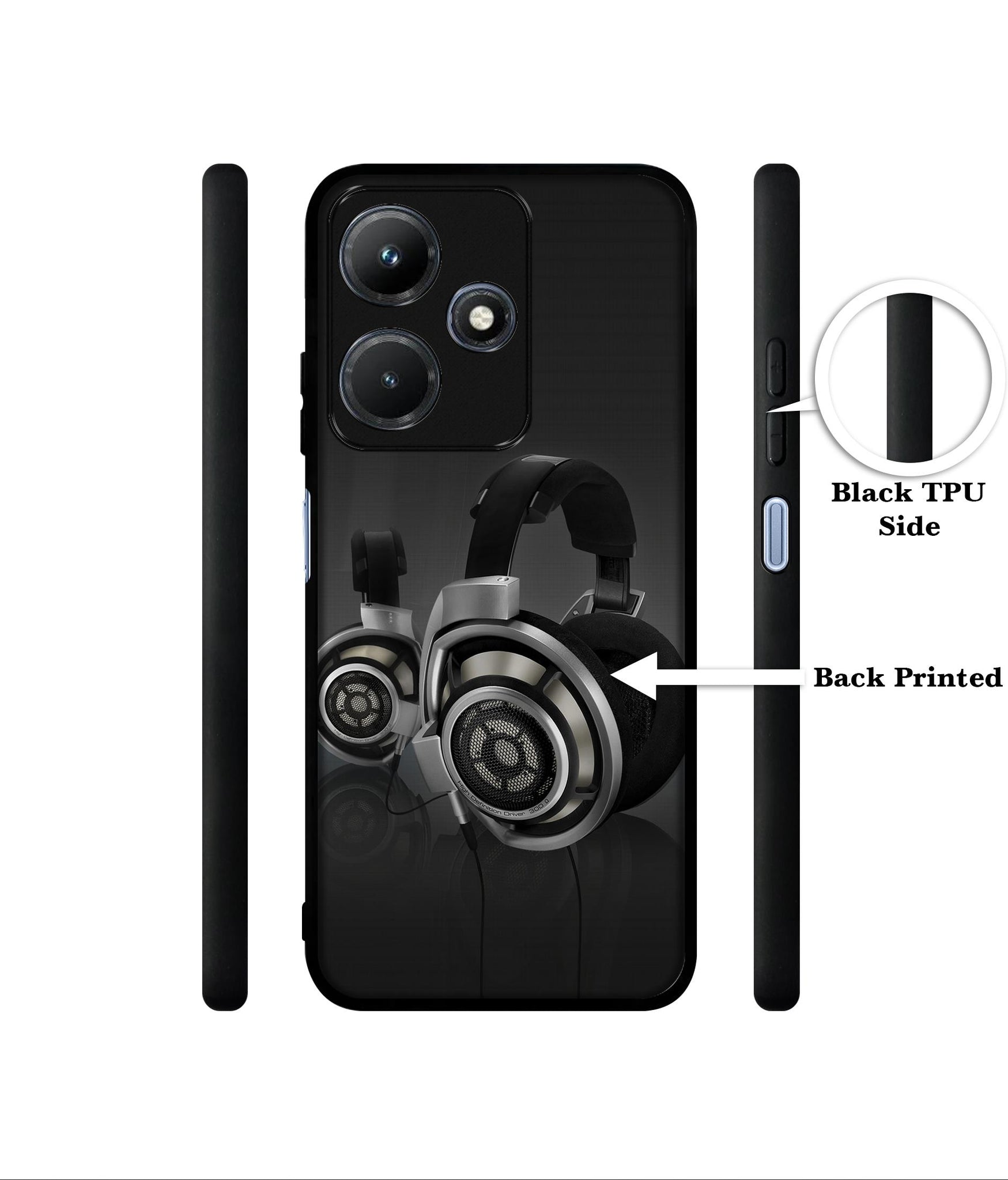 Head Phone Designer 2D Printed Back Case Cover for Infinix Hot 30i 4G