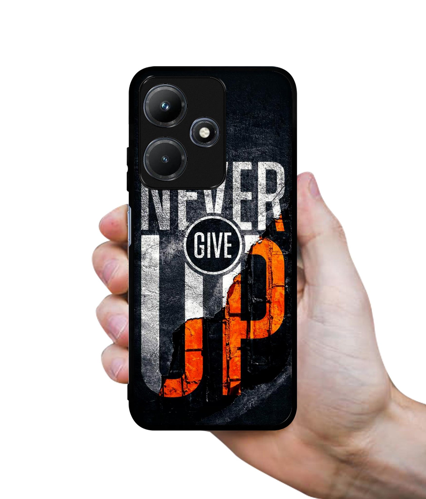 Never Give Up Designer 2D Printed Back Case Cover for Infinix Hot 30i 4G