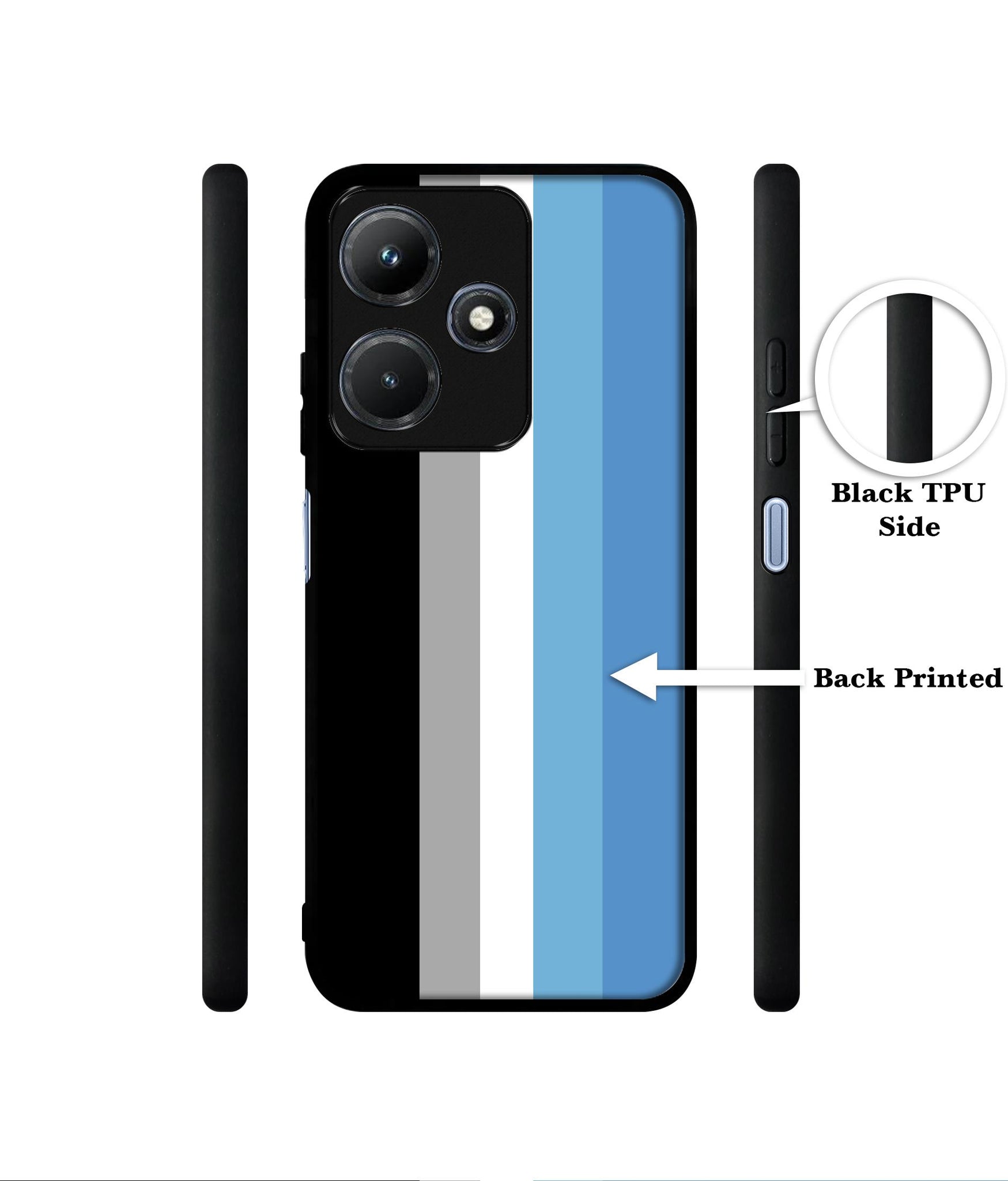 White and Blue Lines Designer 2D Printed Back Case Cover for Infinix Hot 30i 4G