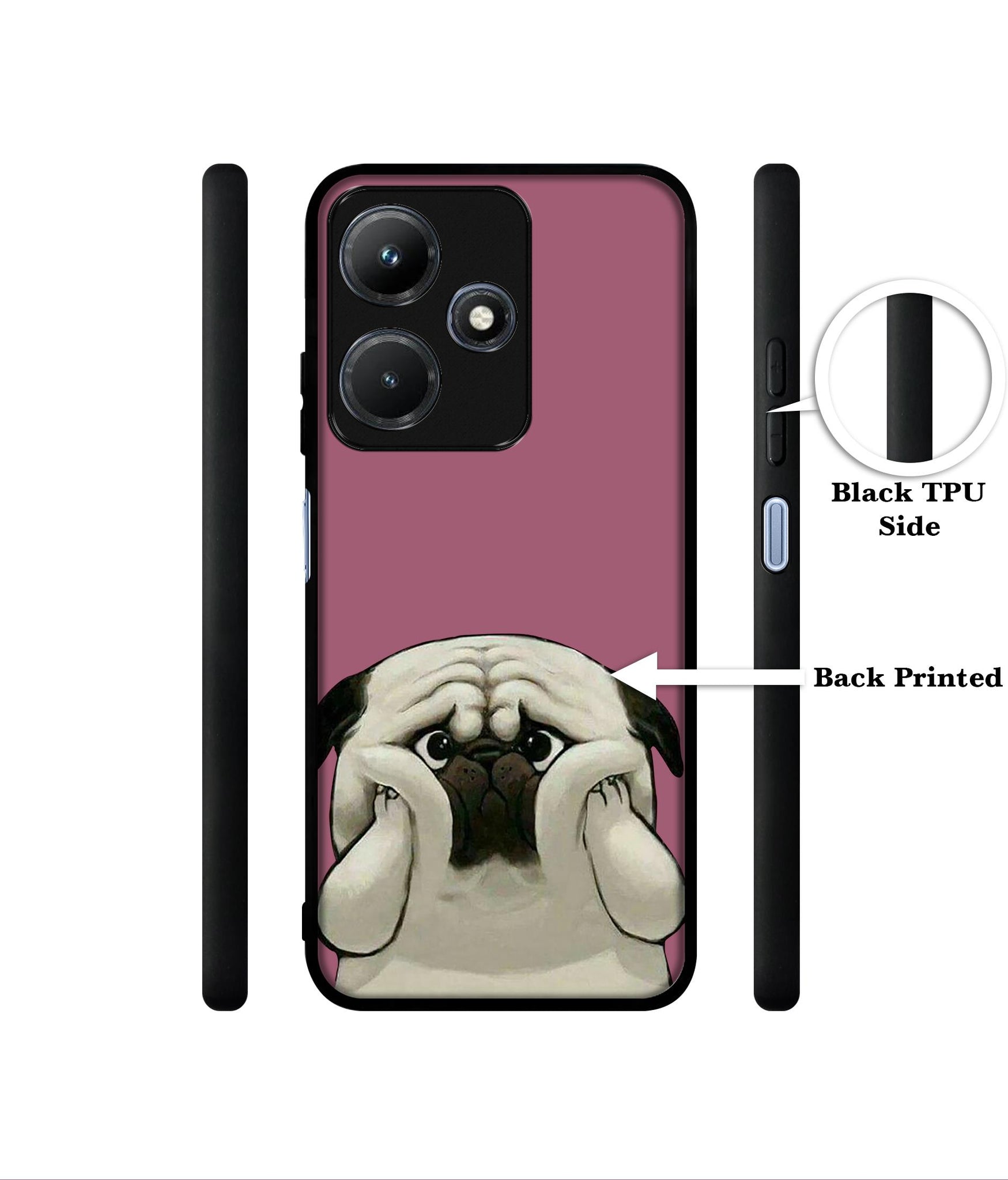 Cute Pug Holding Big Cheeks Designer 2D Printed Back Case Cover for Infinix Hot 30i 4G