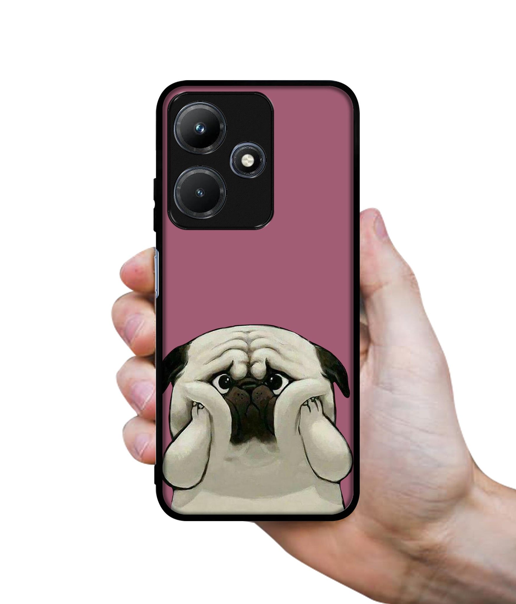 Cute Pug Holding Big Cheeks Designer 2D Printed Back Case Cover for Infinix Hot 30i 4G