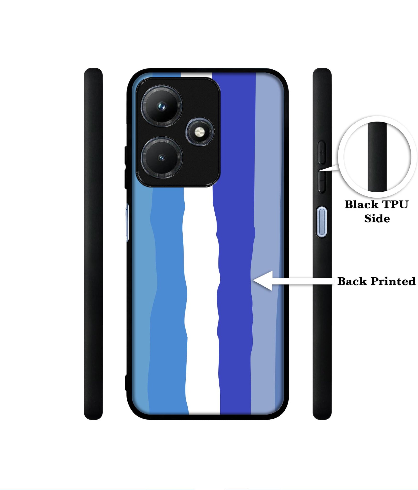 Blue Stripes Rainbow Designer 2D Printed Back Case Cover for Infinix Hot 30i 4G