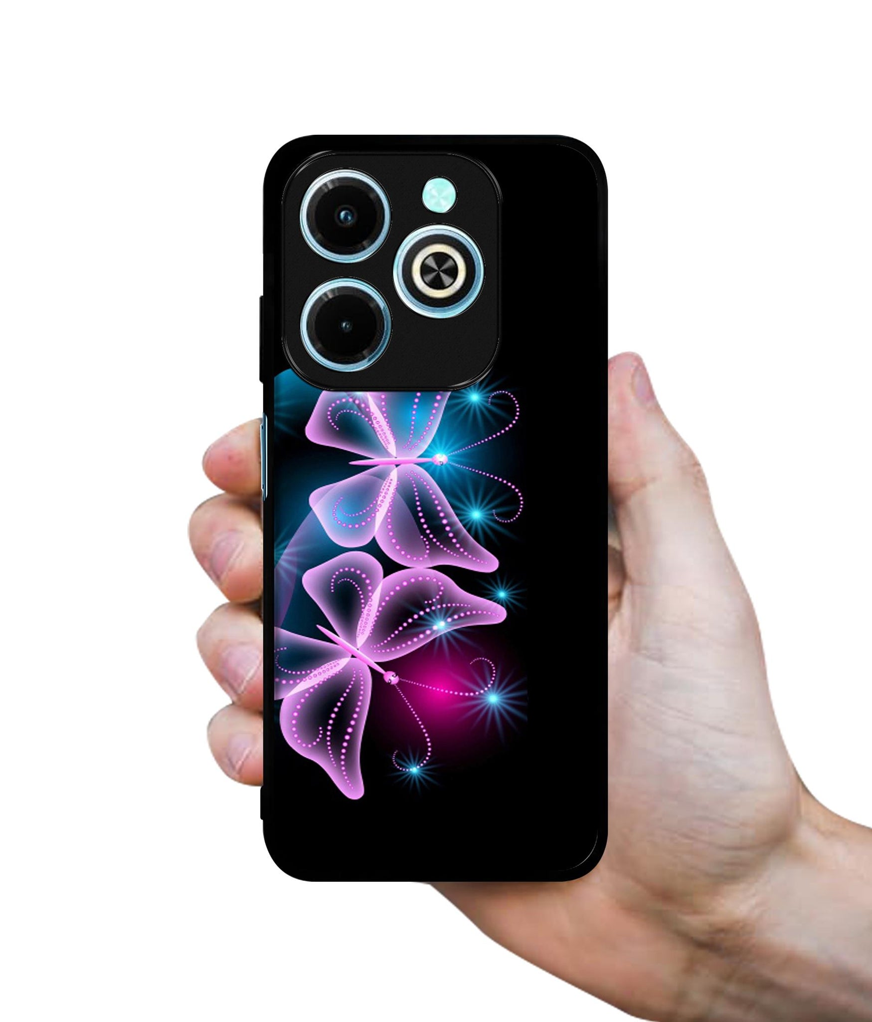 Butterflies Neon Light Designer 2D Printed Back Case Cover for Infinix Hot 40i 4G / Tecno Spark GO (2024) 4G