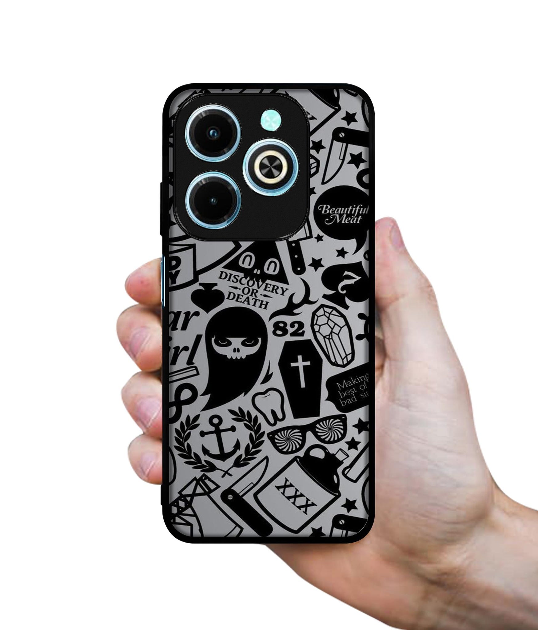 Discover Or Death Designer 2D Printed Back Case Cover for Infinix Hot 40i 4G / Tecno Spark GO (2024) 4G