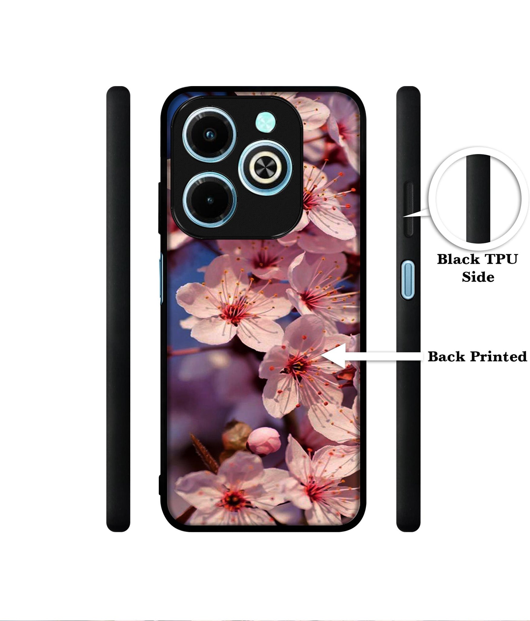 Pink Flowers Pattern Designer 2D Printed Back Case Cover for Infinix Hot 40i 4G / Tecno Spark GO (2024) 4G