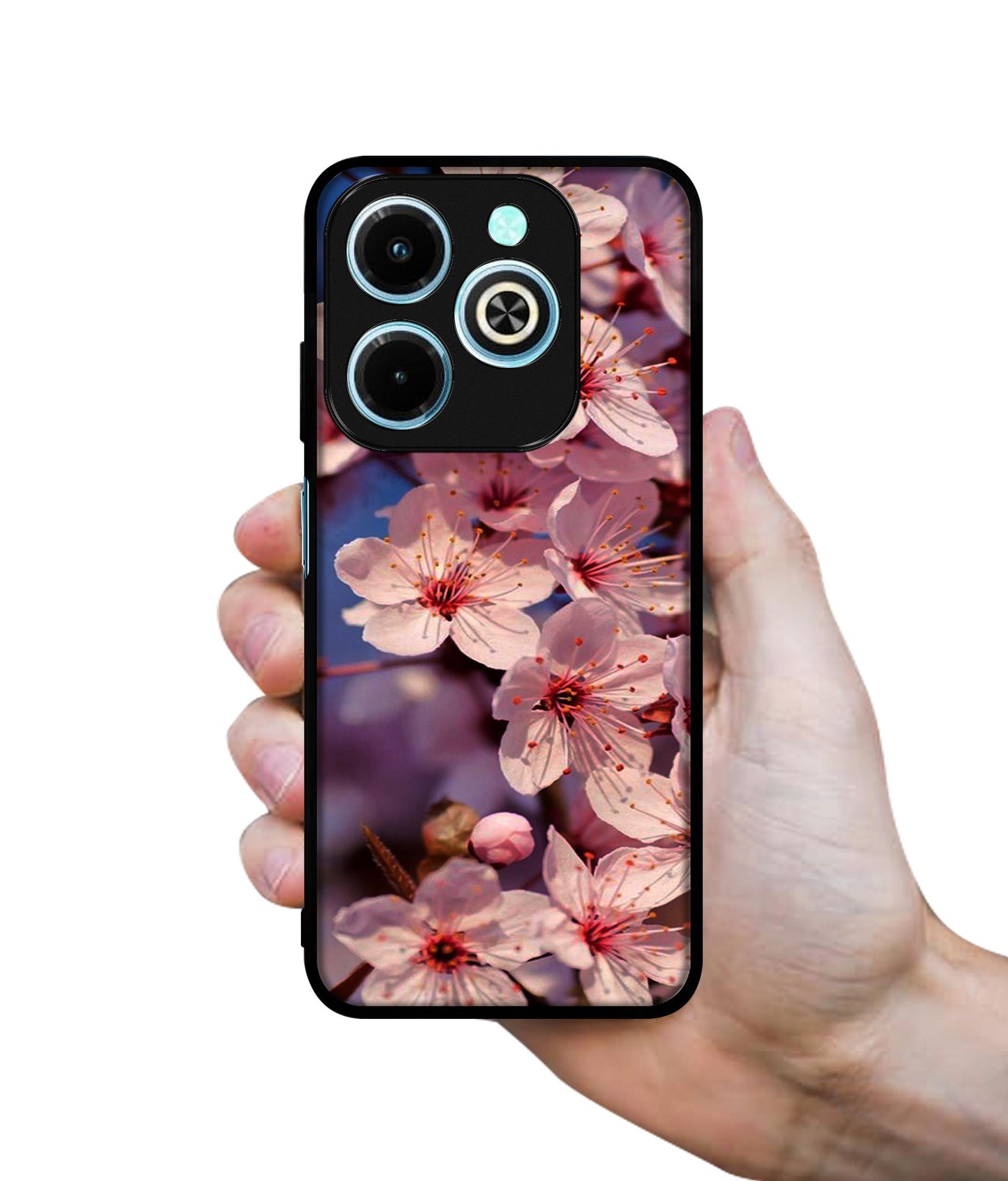 Pink Flowers Pattern Designer 2D Printed Back Case Cover for Infinix Hot 40i 4G / Tecno Spark GO (2024) 4G