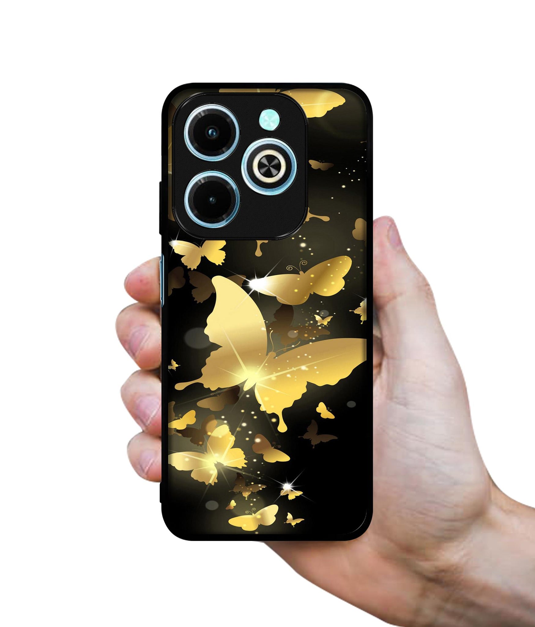 Golden Butterfly Pattern Designer 2D Printed Back Case Cover for Infinix Hot 40i 4G / Tecno Spark GO (2024) 4G