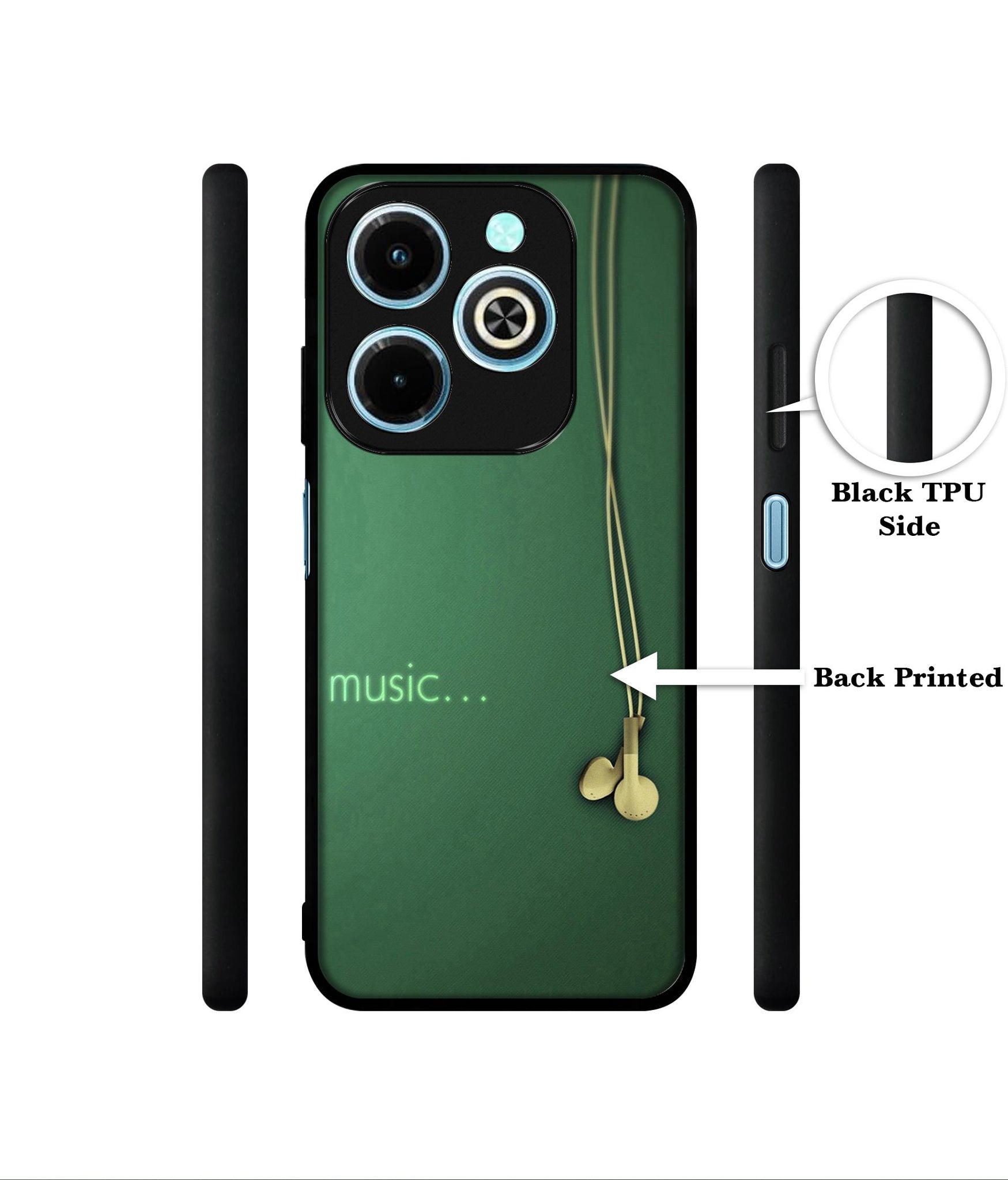 Headphone Music Designer 2D Printed Back Case Cover for Infinix Hot 40i 4G / Tecno Spark GO (2024) 4G