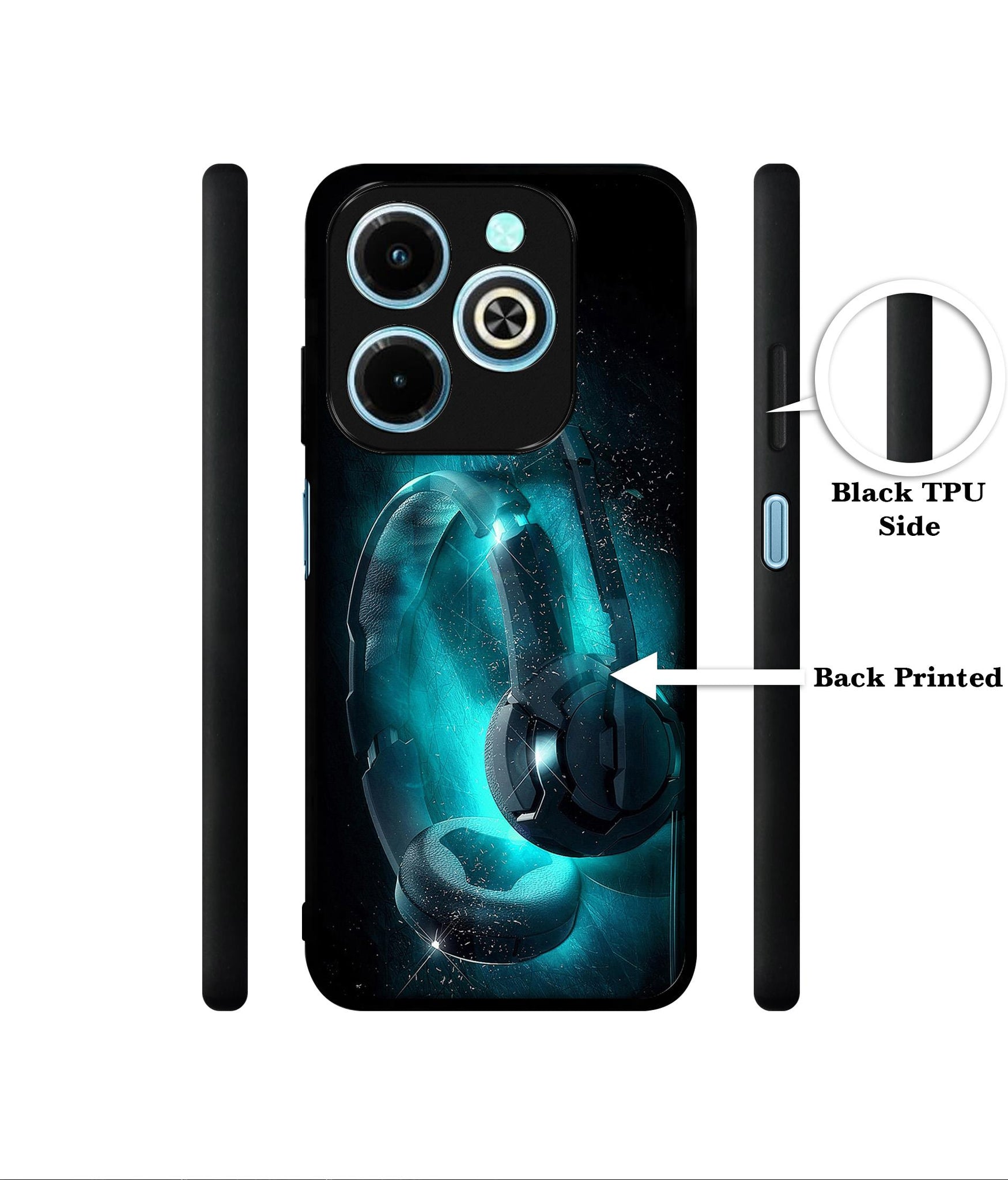 Cool Headphone Designer 2D Printed Back Case Cover for Infinix Hot 40i 4G / Tecno Spark GO (2024) 4G