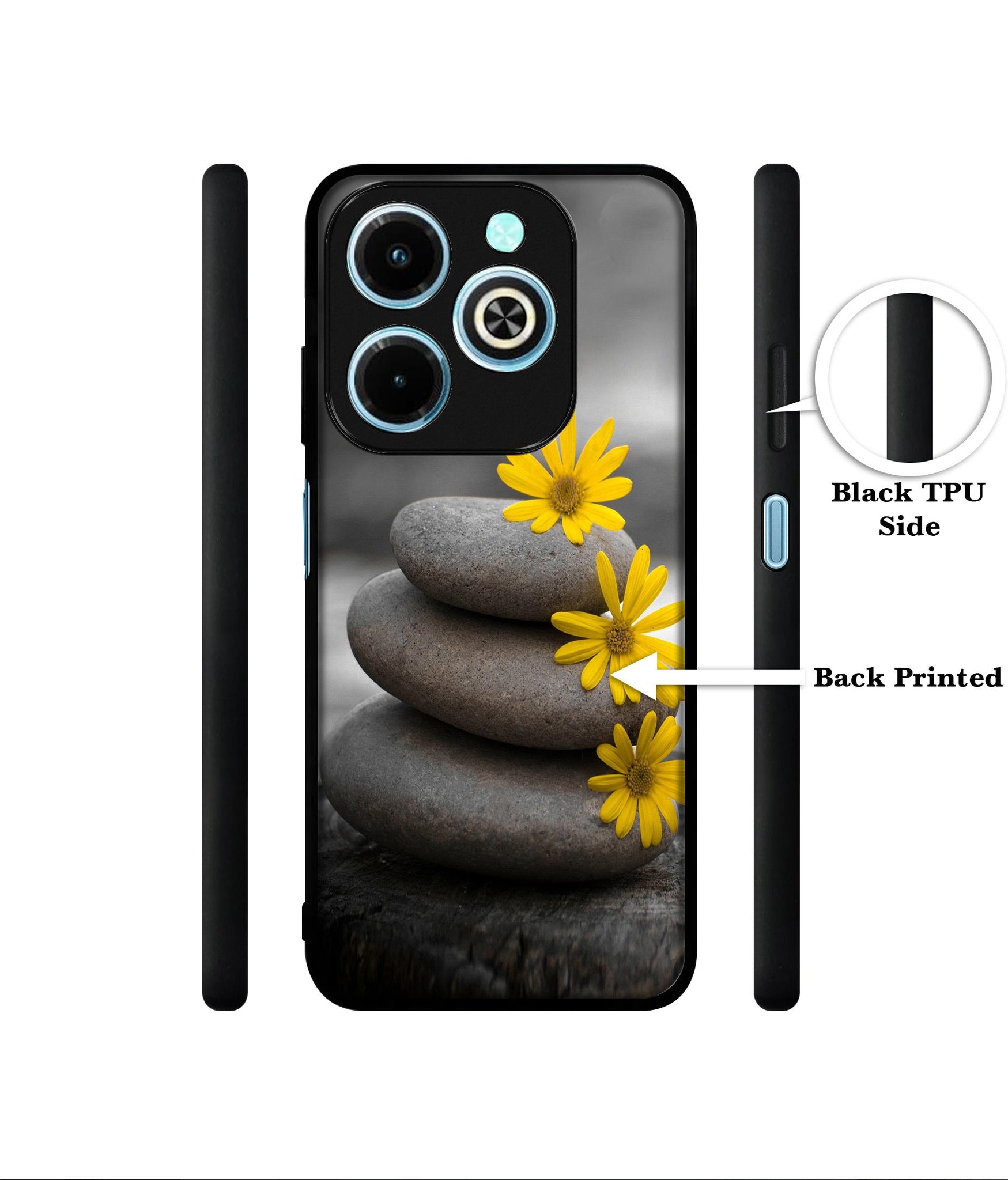 Stones And Flower Designer 2D Printed Back Case Cover for Infinix Hot 40i 4G / Tecno Spark GO (2024) 4G