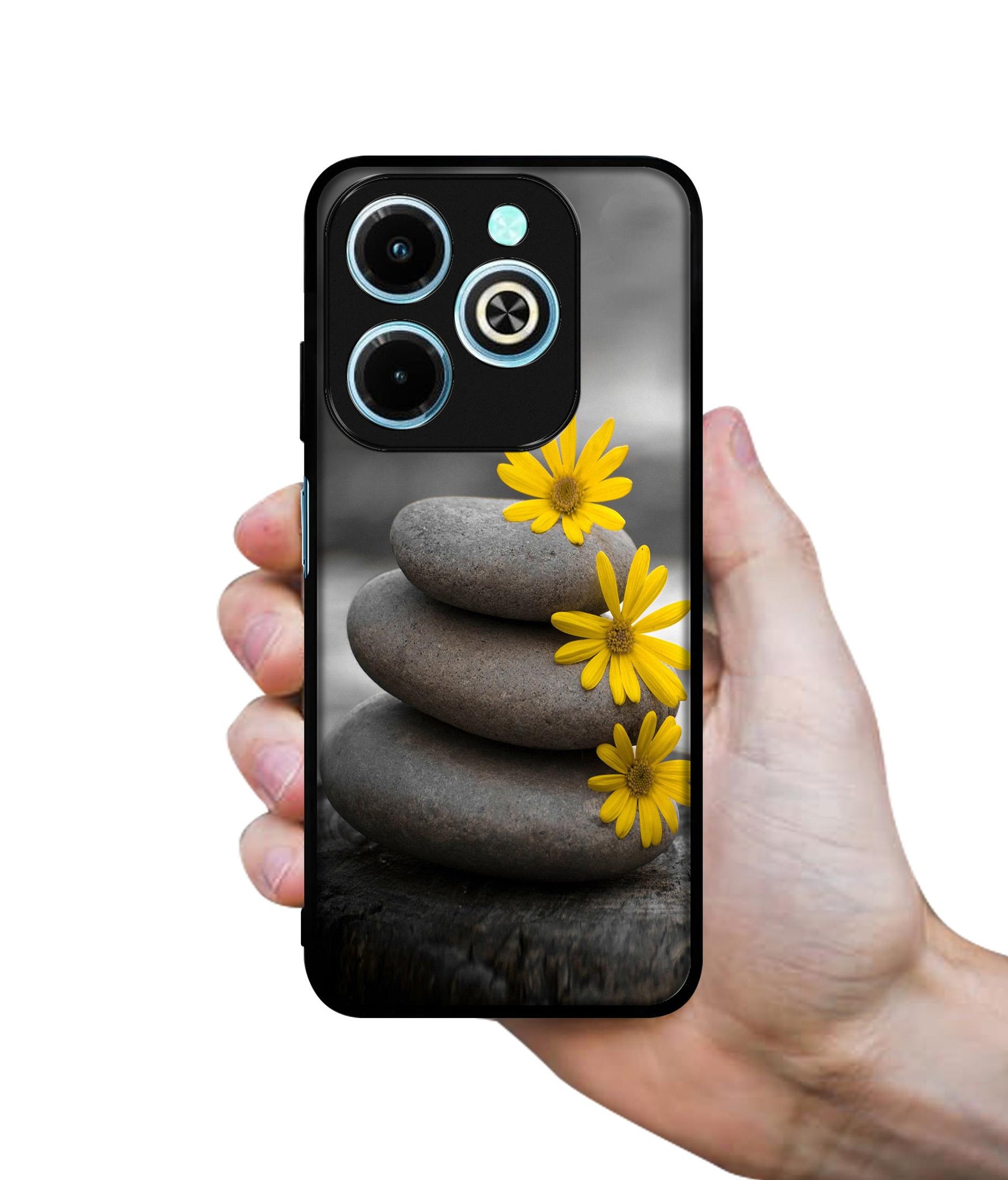 Stones And Flower Designer 2D Printed Back Case Cover for Infinix Hot 40i 4G / Tecno Spark GO (2024) 4G