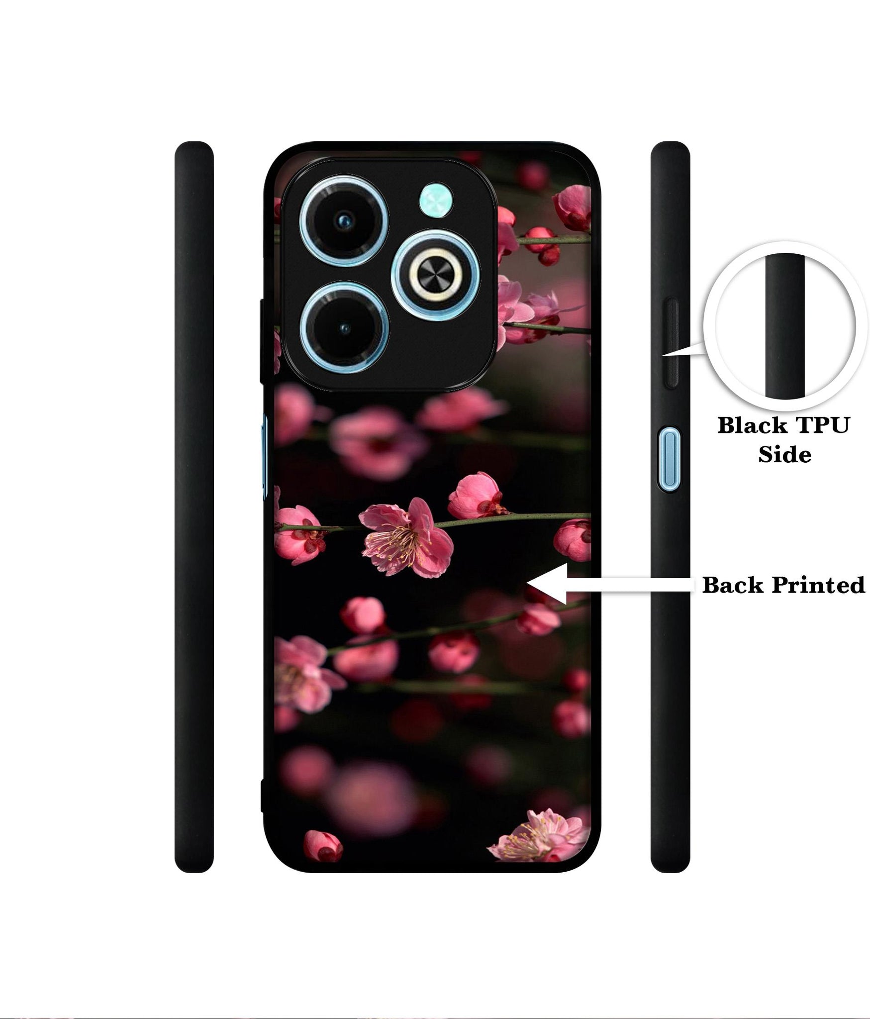 Pink Flowers Designer 2D Printed Back Case Cover for Infinix Hot 40i 4G / Tecno Spark GO (2024) 4G