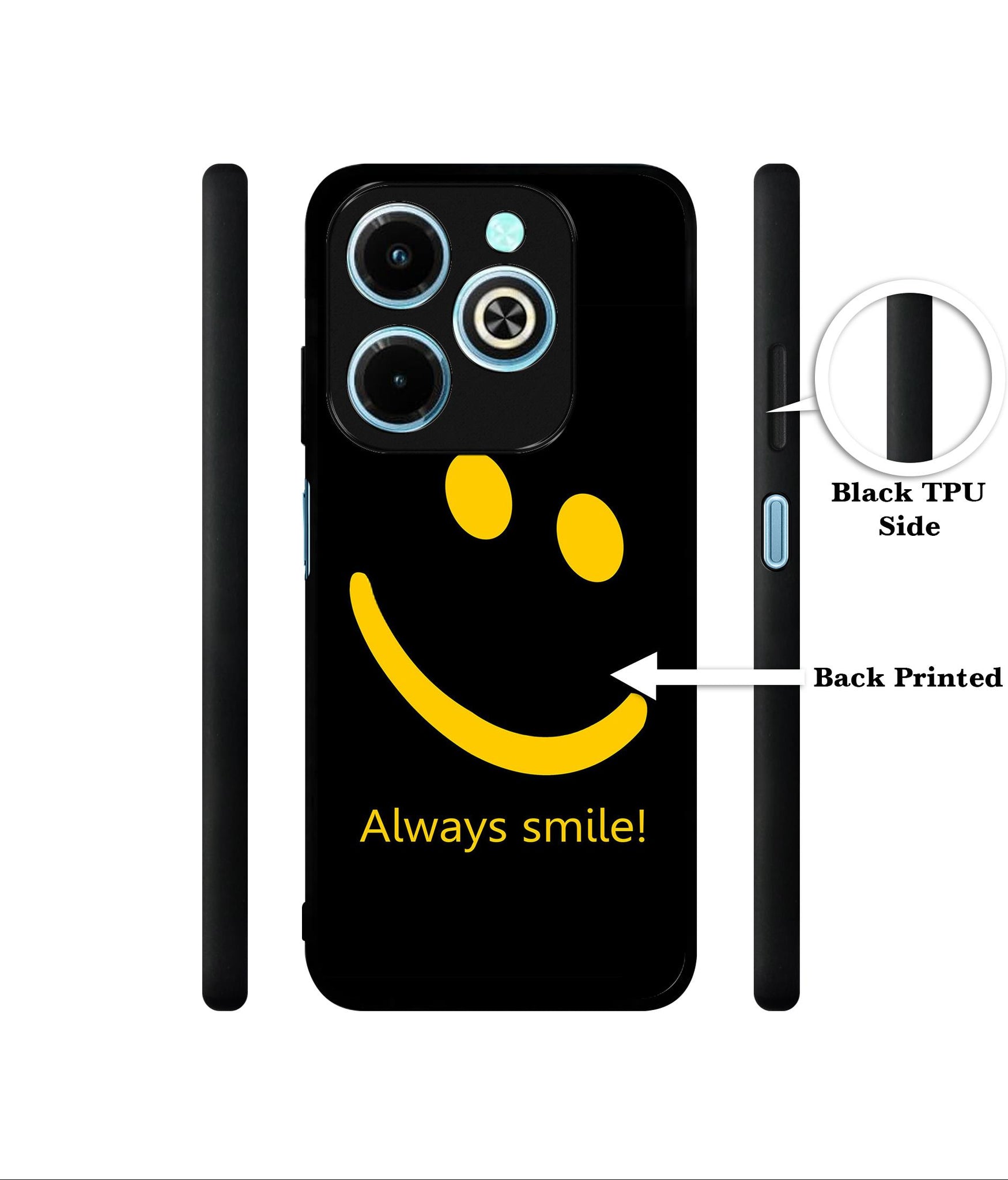 Always Smile Quote Designer 2D Printed Back Case Cover for Infinix Hot 40i 4G / Tecno Spark GO (2024) 4G