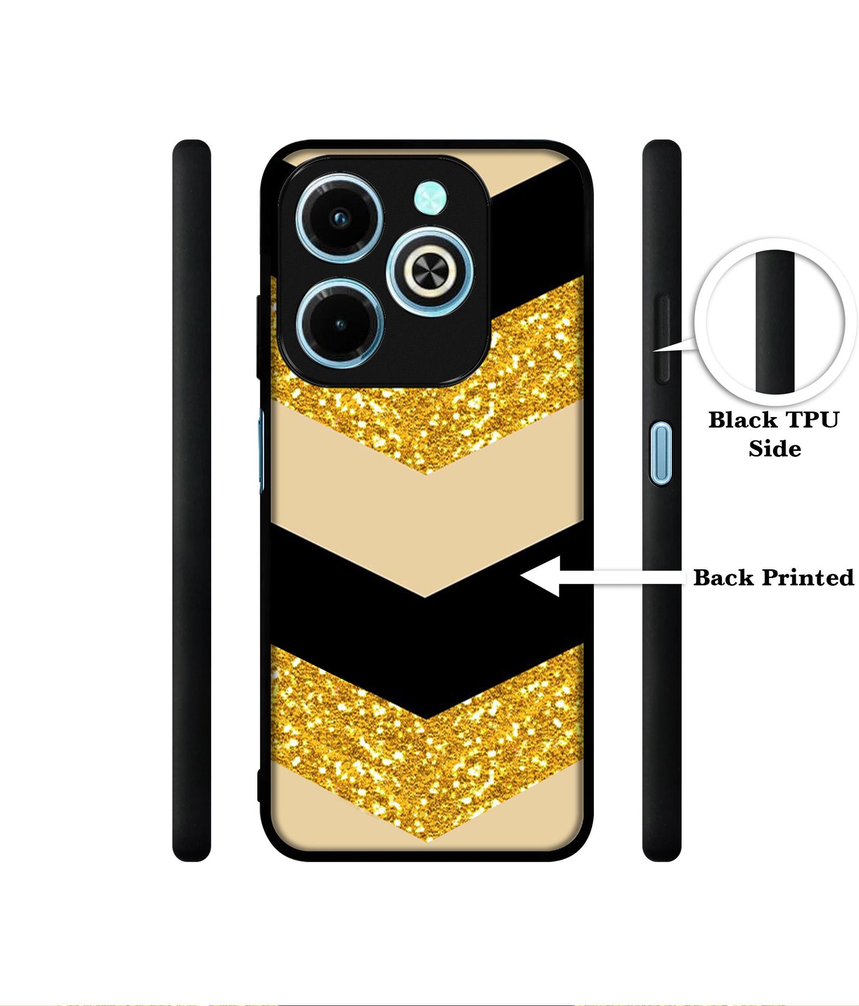 Black & Gold Designer 2D Printed Back Case Cover for Infinix Hot 40i 4G / Tecno Spark GO (2024) 4G