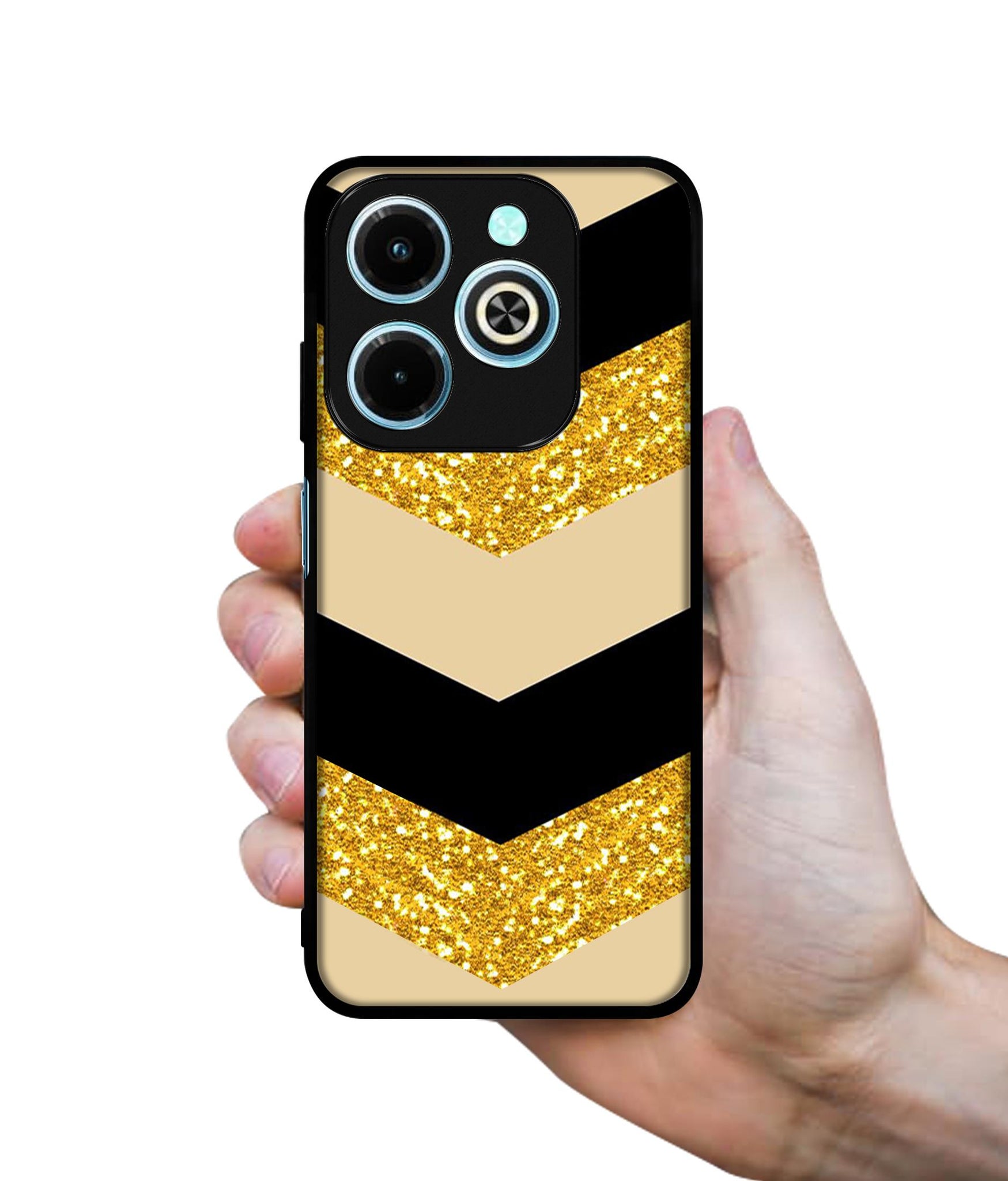 Black & Gold Designer 2D Printed Back Case Cover for Infinix Hot 40i 4G / Tecno Spark GO (2024) 4G